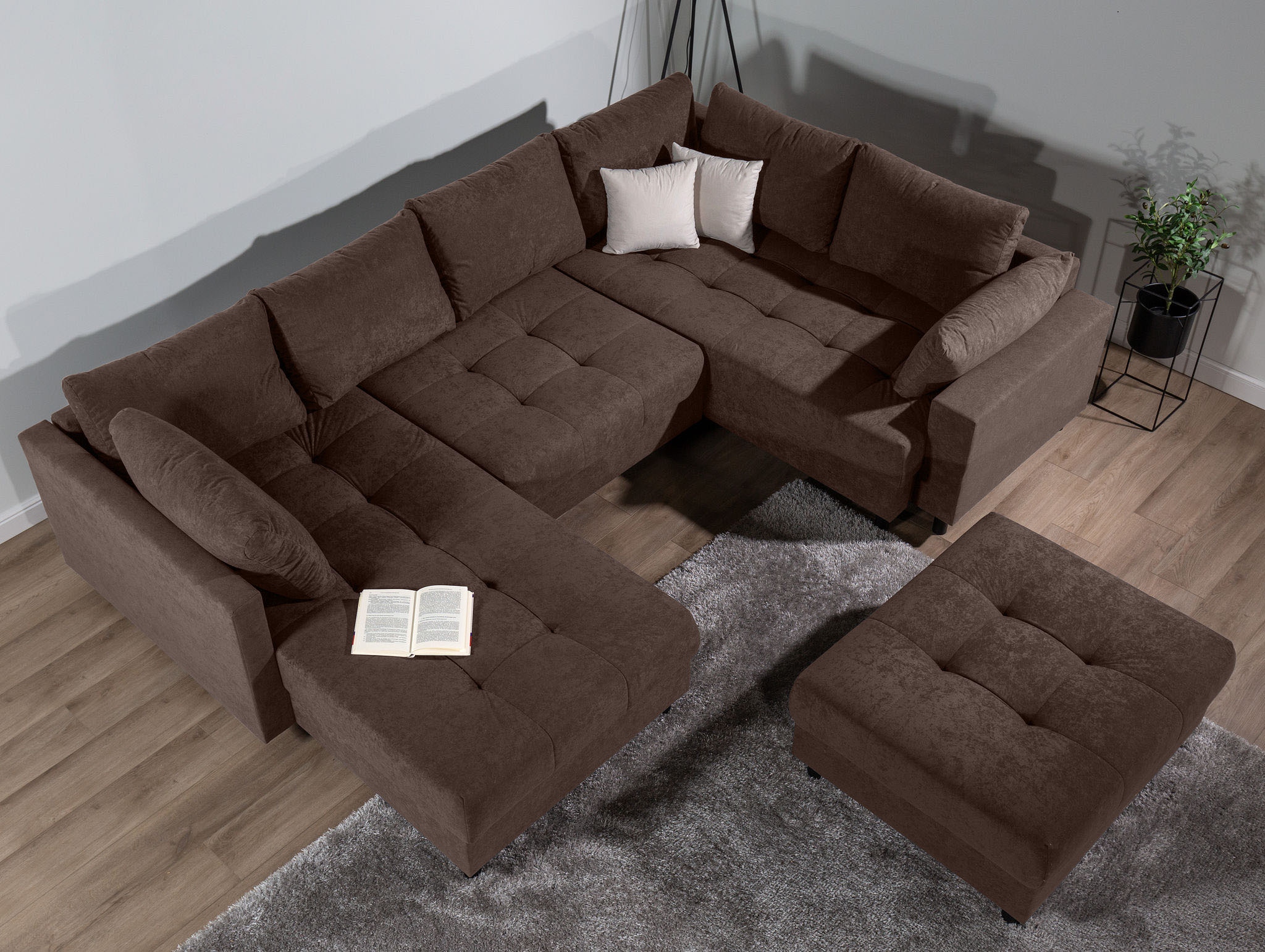 COLLECTION AB Paysage de salon »Toni U-Form, B: 298 cm« Set: Sofa & Hocker, 2 Zierkissen, Federkern
