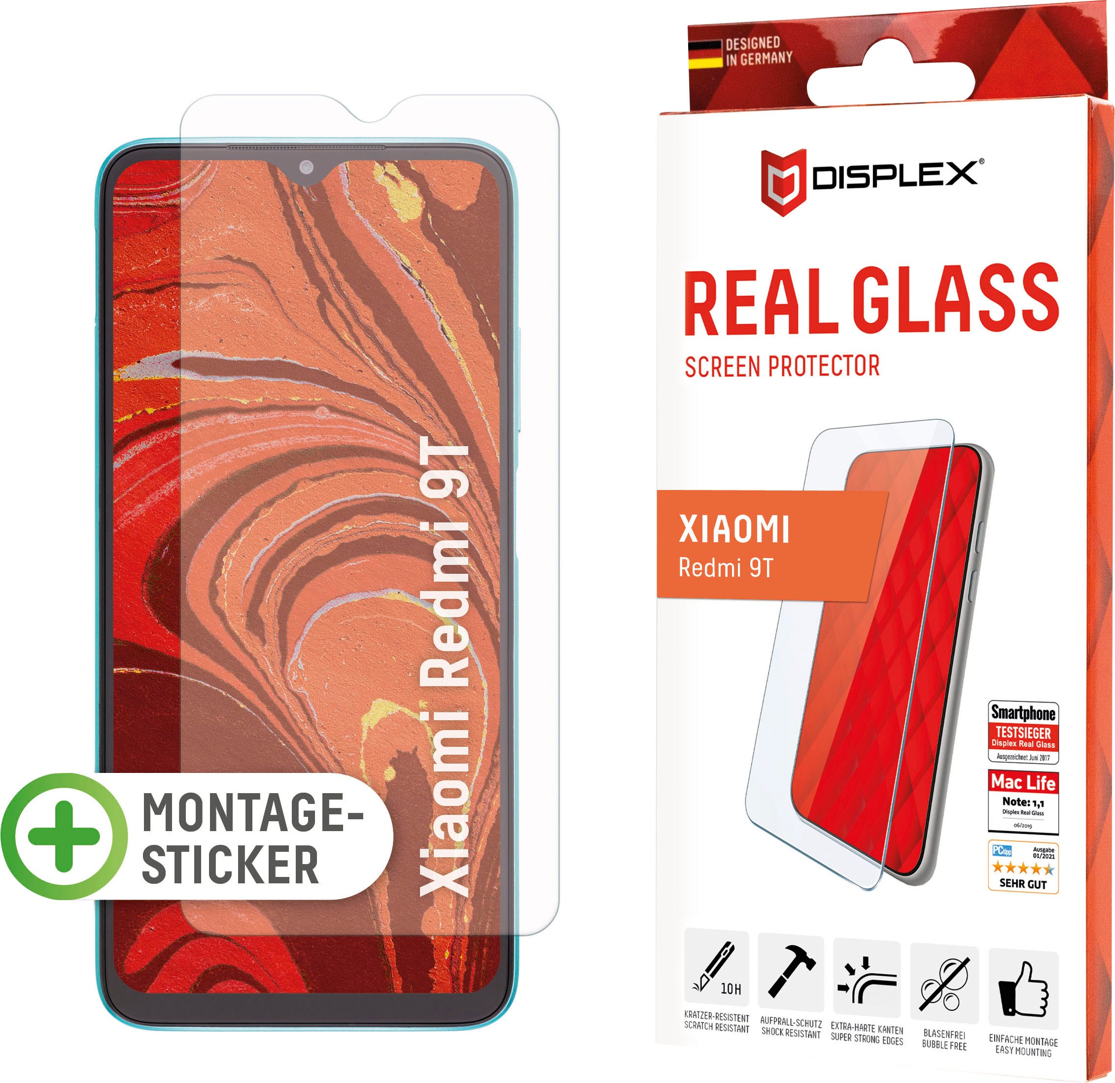 Image of Displex Displayschutzglas »DISPLEX Real Glass Panzerglas für Xiaomi Redmi 9T (6,5"), 10H Tempered Glass, mit Montagesticker, 2D«, für Xiaomi Redmi 9T, (1 St.) bei Ackermann Versand Schweiz