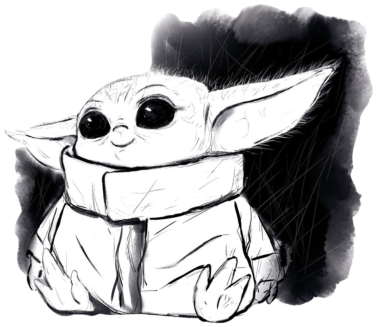 Image of Komar Wandbild »Mandalorian The Child Sweet Black White«, Disney-Star Wars, (1 St.), 70 x 50 cm (Breite x Höhe) - 1 Teil bei Ackermann Versand Schweiz