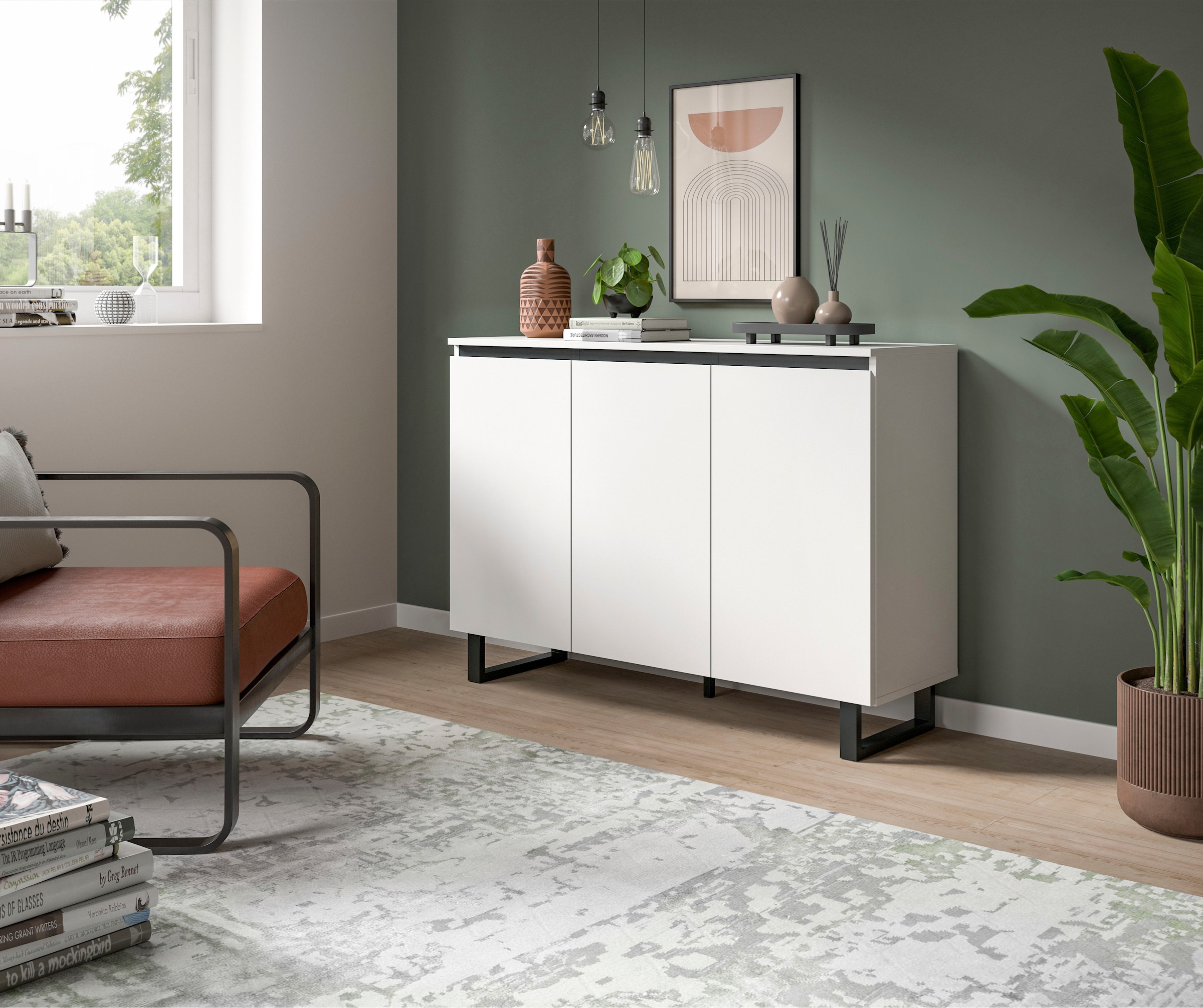 INOSIGN Sideboard »TOMA, Breite: 120 cm, mit Metall-Kufen-Fuss, 3 Türen, 3 Einlegeböden« Anrichte, Kommode, Schrank, Board, Higboard
