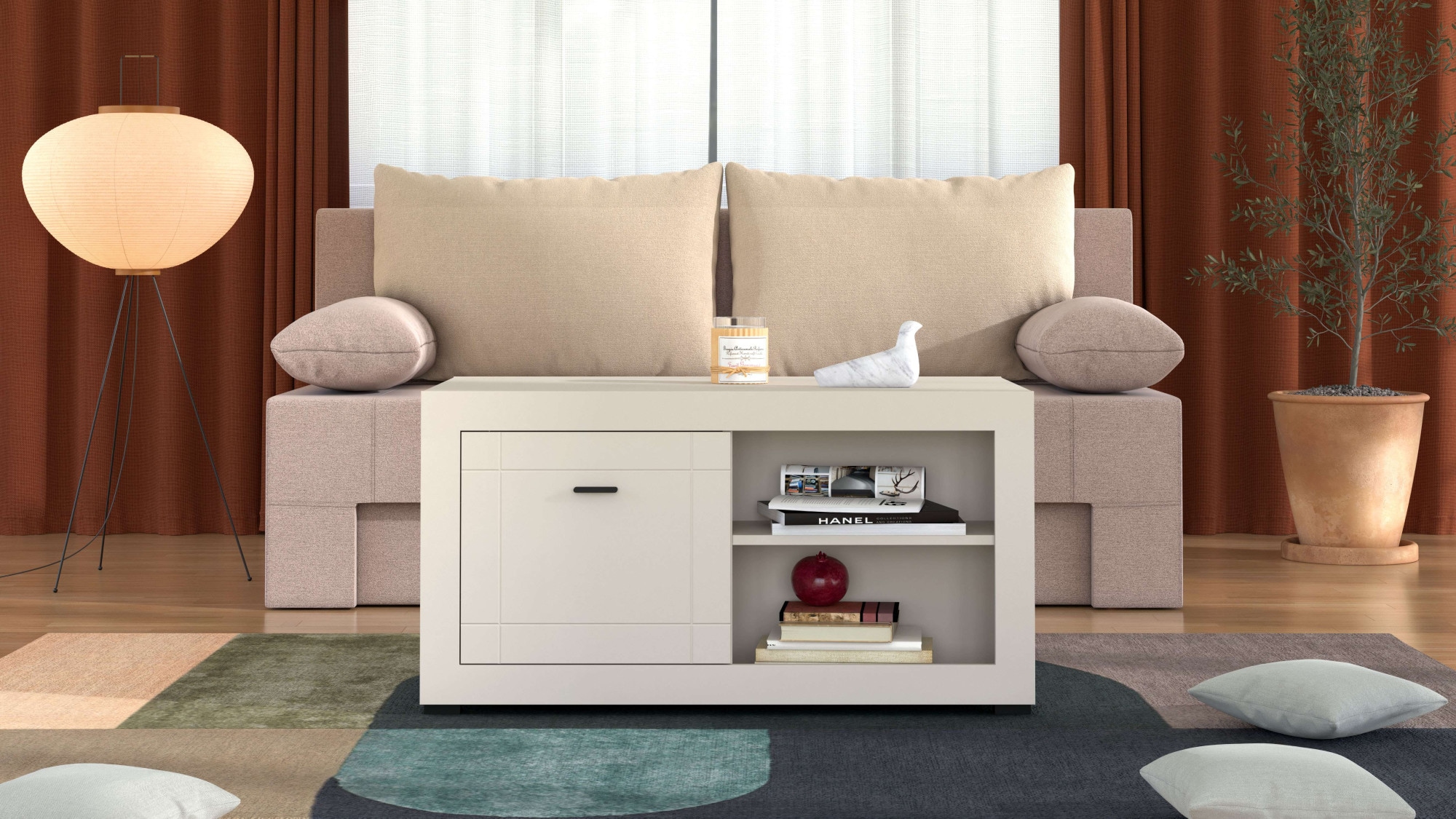 Home affaire Couchtisch »Warwick, Wohnzimmertisch, Sofatisch, Beistelltisch, Kaffeetisch« Eleganter Couchtisch in Kaschmir mit viel Stauraum, Heissfolienprägung