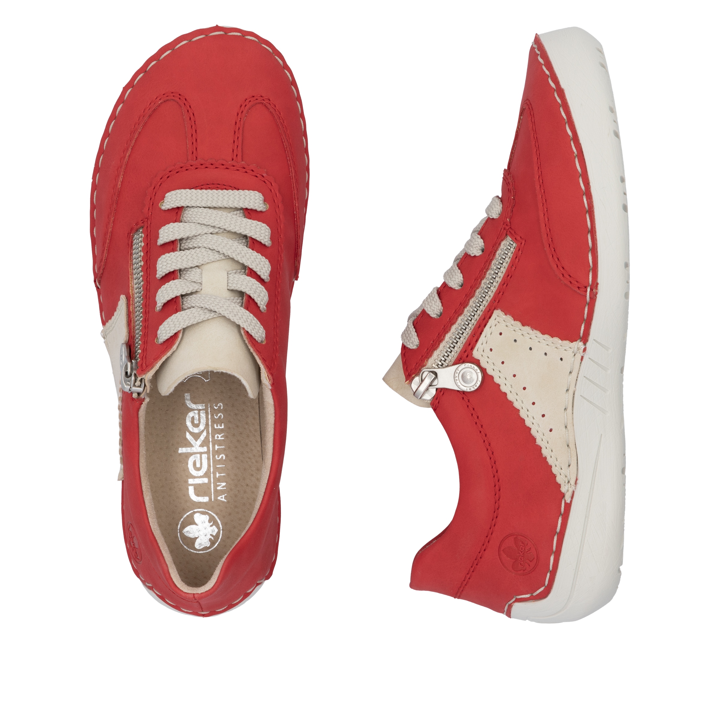 Rieker Sneaker  , Halbschuh, Freizeitschuh, Schnürschuh mit Reissverschluss