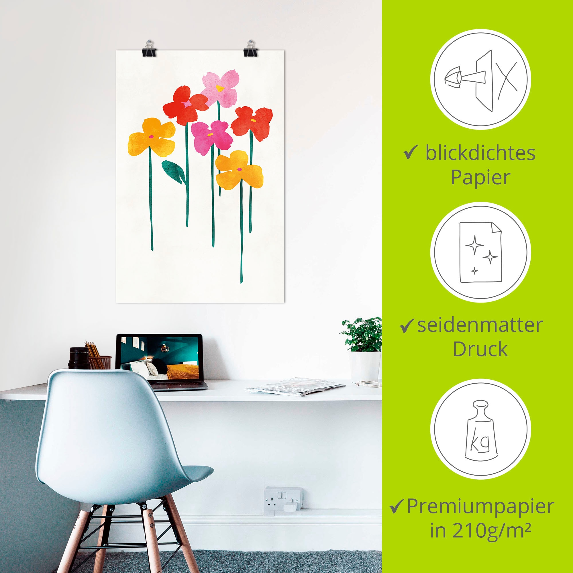 Artland Wandbild »Kleine glückliche Blumen«, Blumenbilder, (1 St.), als Leinwandbild, Poster in verschied. Grössen