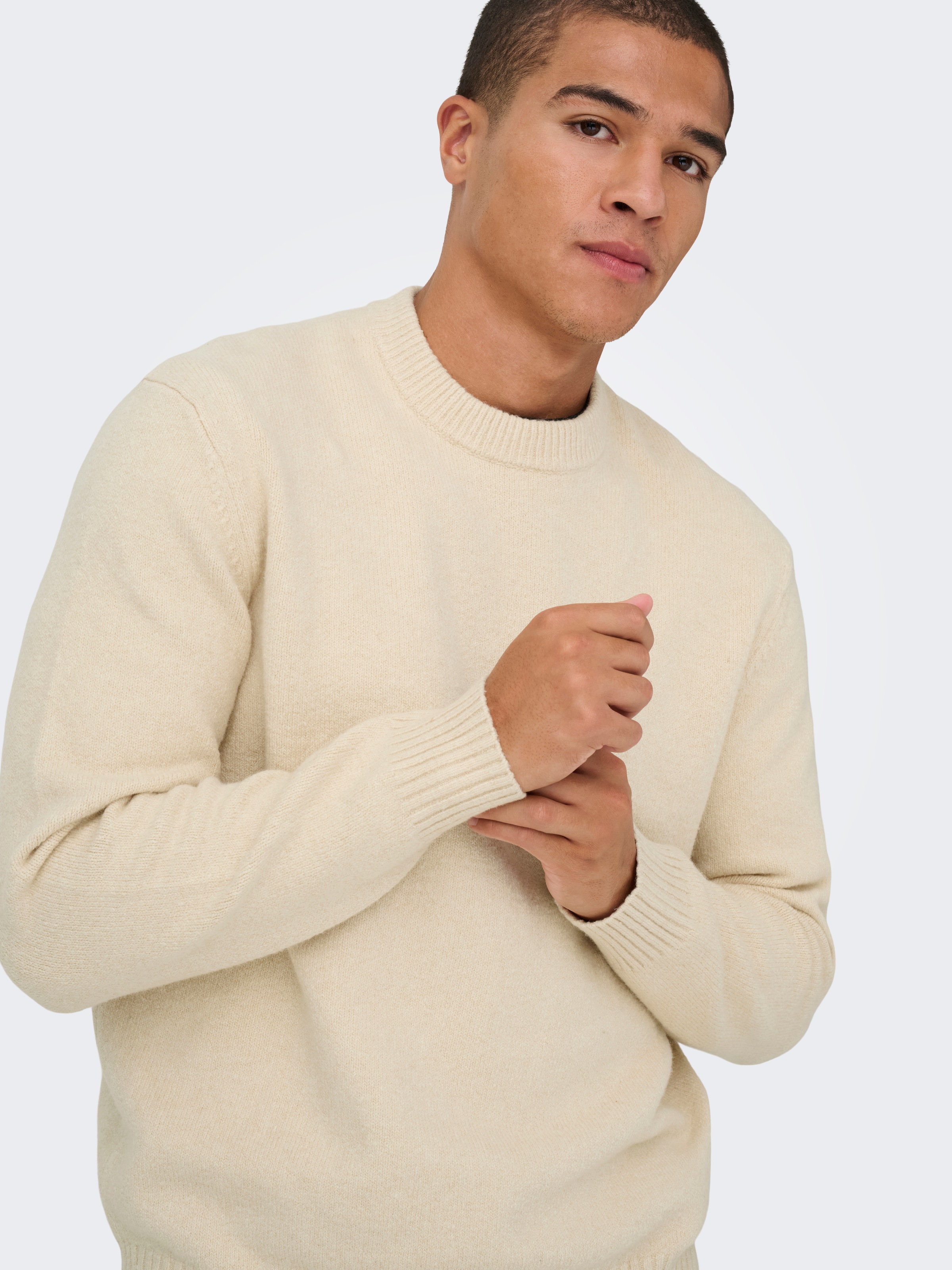 ONLY & SONS Pull à col rond »ONSJAMES RLX CREW KNIT« Baumwollmischung, relaxed fit