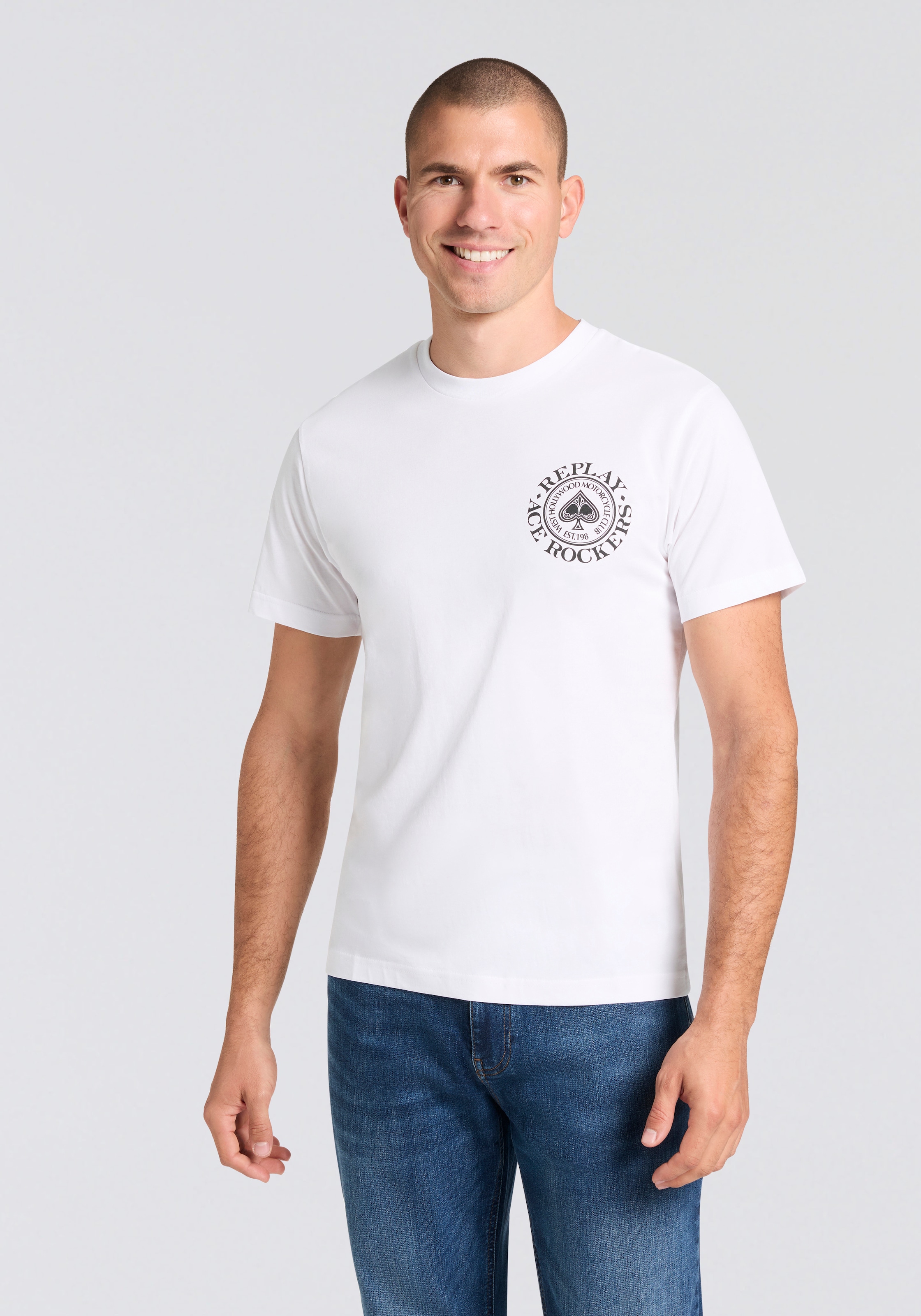 Image of Replay T-Shirt Kontrastfarbener Replay- Druck