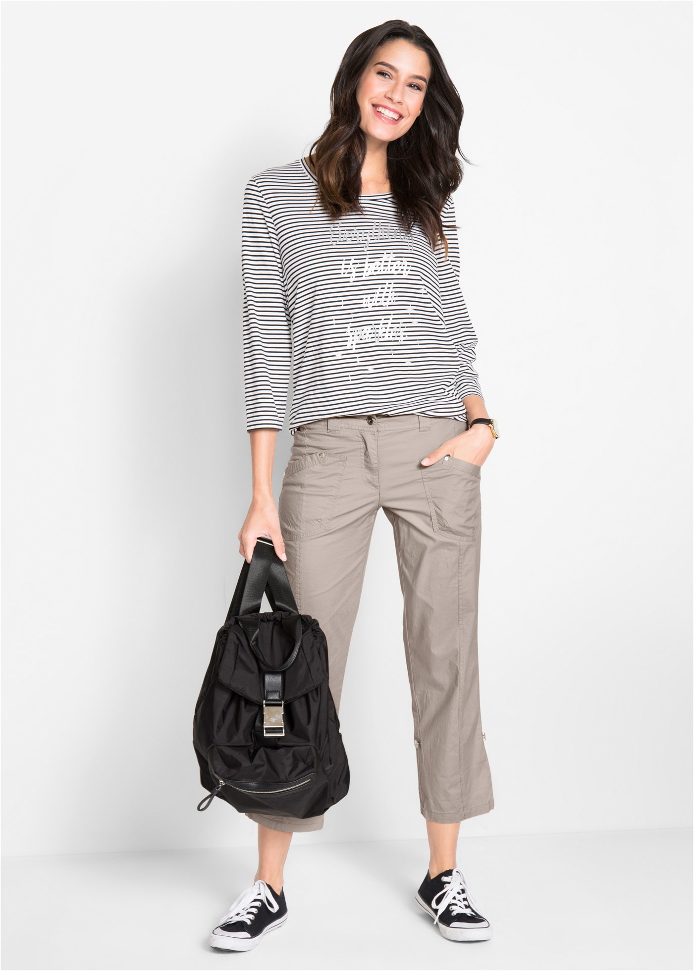 bonprix Cargohose  aus Baumwoll-Stretch-Material, mit Eingrifftaschen und Gesässtaschen