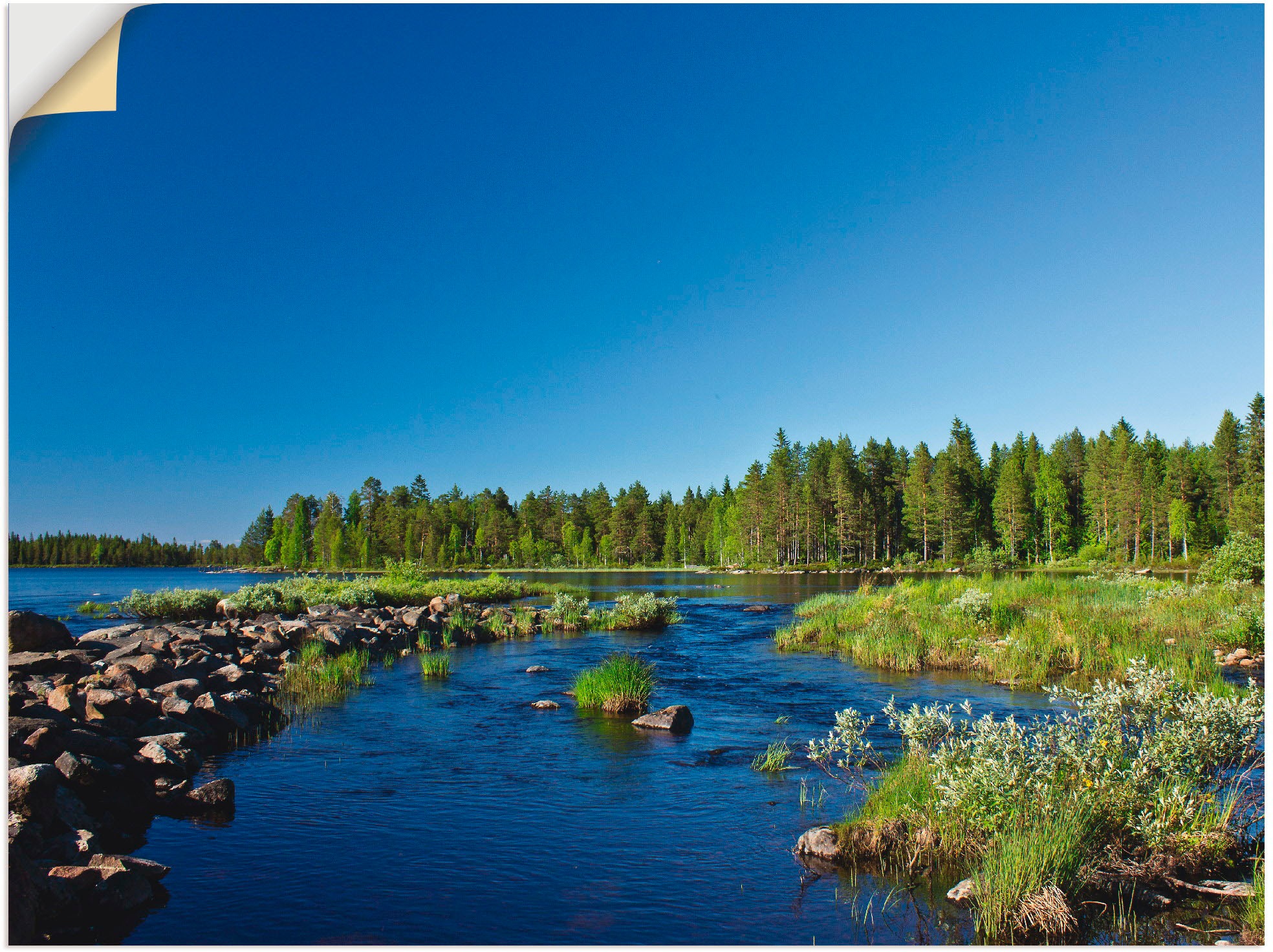 Image of Artland Wandbild »Am Fluss in Finnland«, Gewässer, (1 St.), in vielen Grössen & Produktarten - Alubild / Outdoorbild für den Aussenbereich, Leinwandbild, Poster, Wandaufkleber / Wandtattoo auch für Badezimmer geeignet bei Ackermann Versand Schweiz