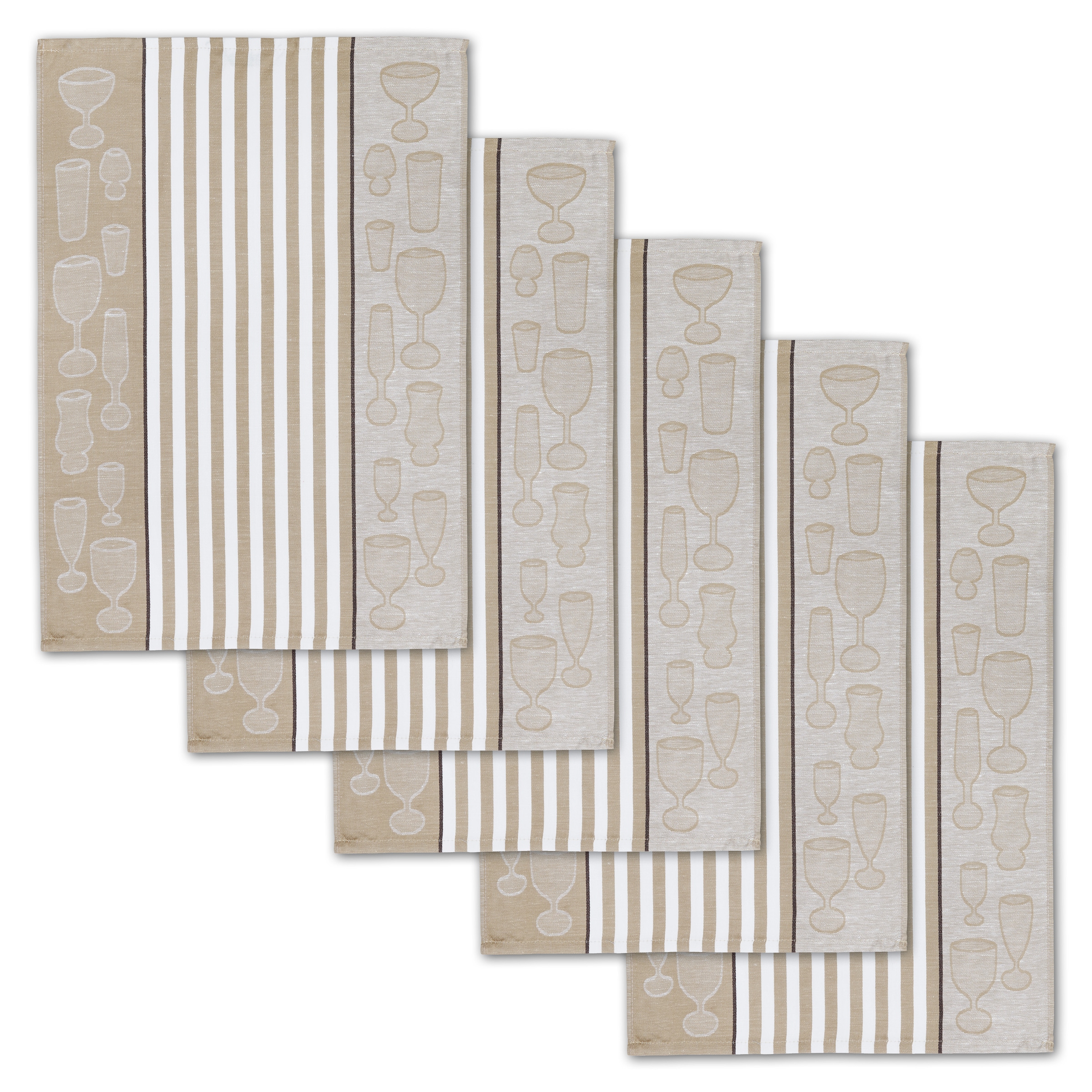 Dyckhoff Geschirrtuch »Gläser / Halbleinen« mit Gläser & Streifen Motiv, Masse je Tuch ca. 50x70 cm