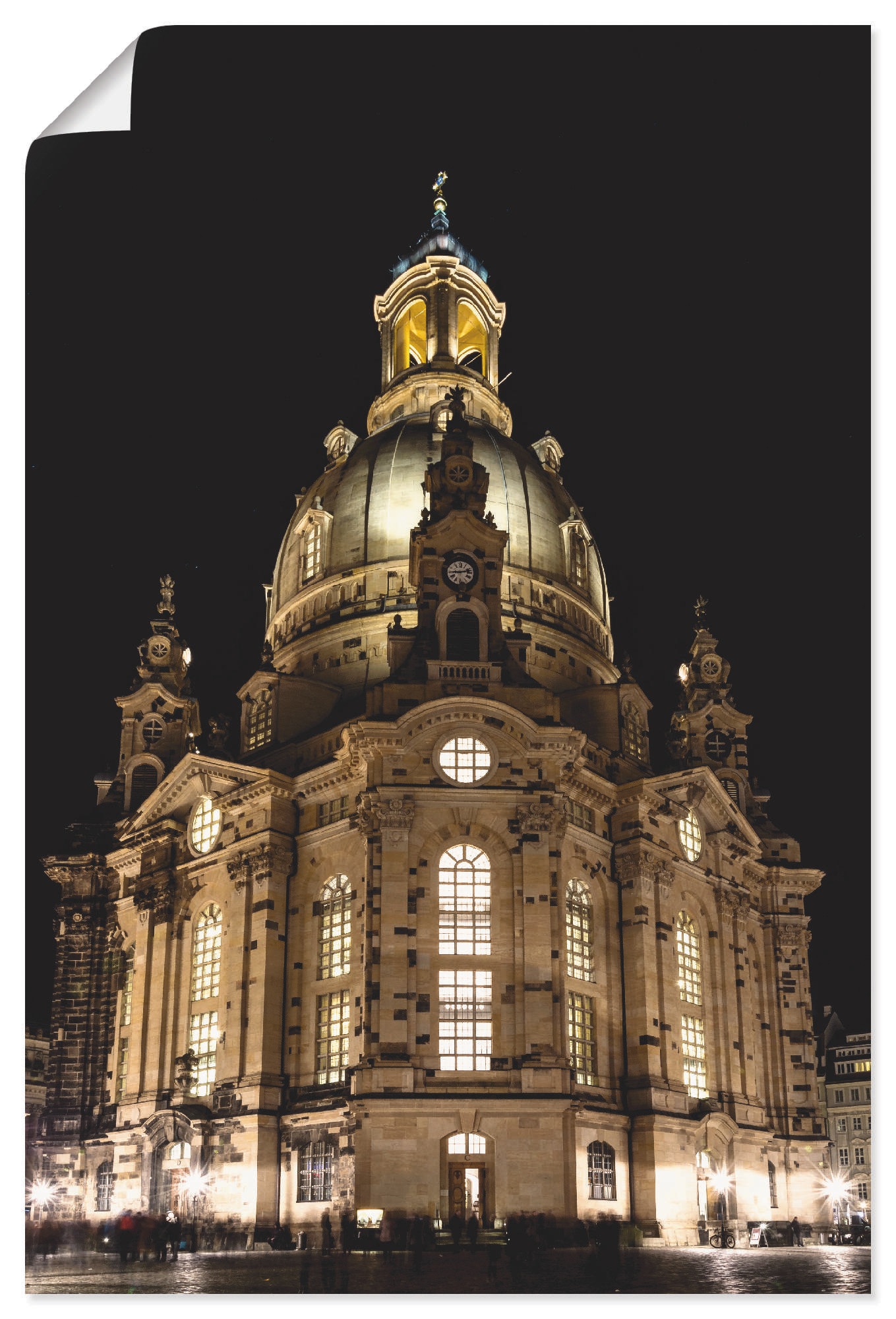 Artland Wandbild »Erleuchtete Frauenkirche in Dresden«, Gebäude, (1 St.), als Leinwandbild, Poster in verschied. Grössen
