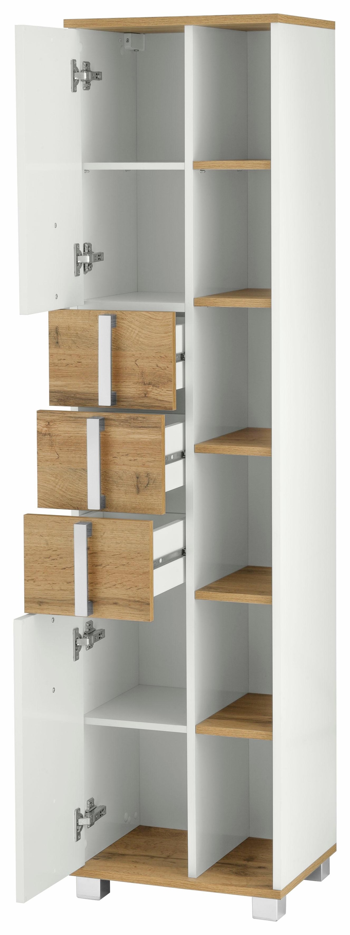 Schildmeyer Armoire haute »Kampen made in Germany« Höhe 163,7 cm, mit Metallgriffen, Stauraum durch offene Regalfächer