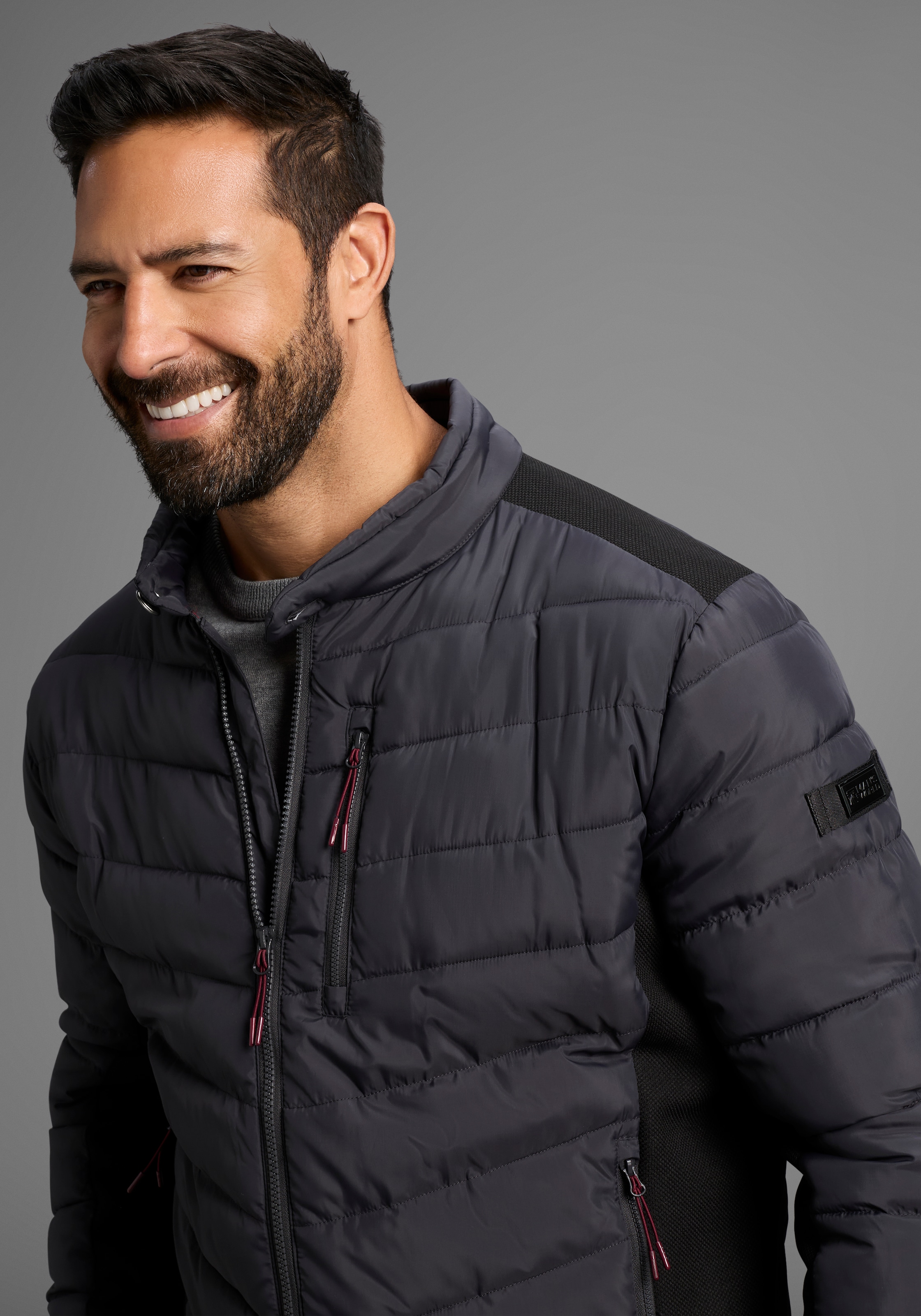 Man's World Steppjacke, ohne Kapuze, mit Reissverschlusstaschen, mit Brusttasche, mit Innentaschen