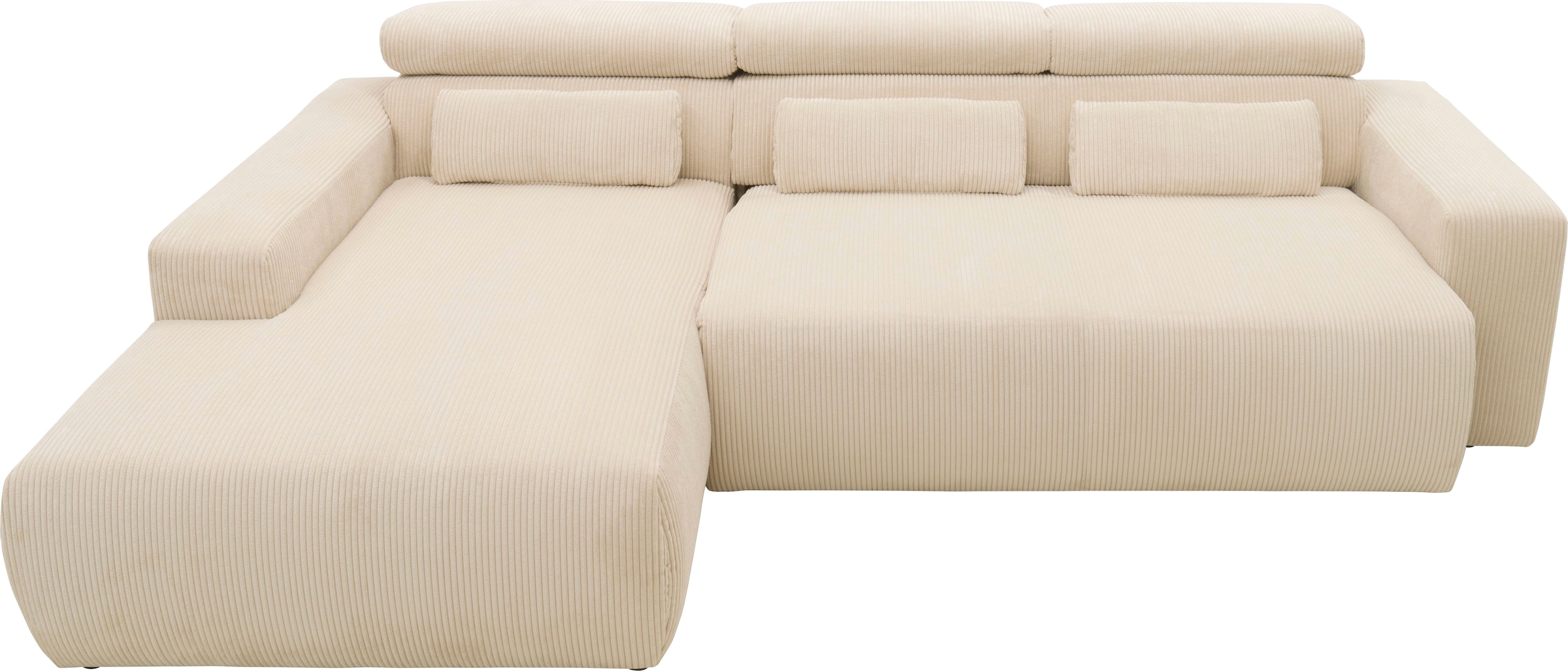 DOMO collection Ecksofa »Brandon grosse Ausführung B/T/H: 289/177/80 cm, auch in Leder und Cord«, mit Kopfteilverstellung, wahlweise Sitztiefenverstellung, L-Form