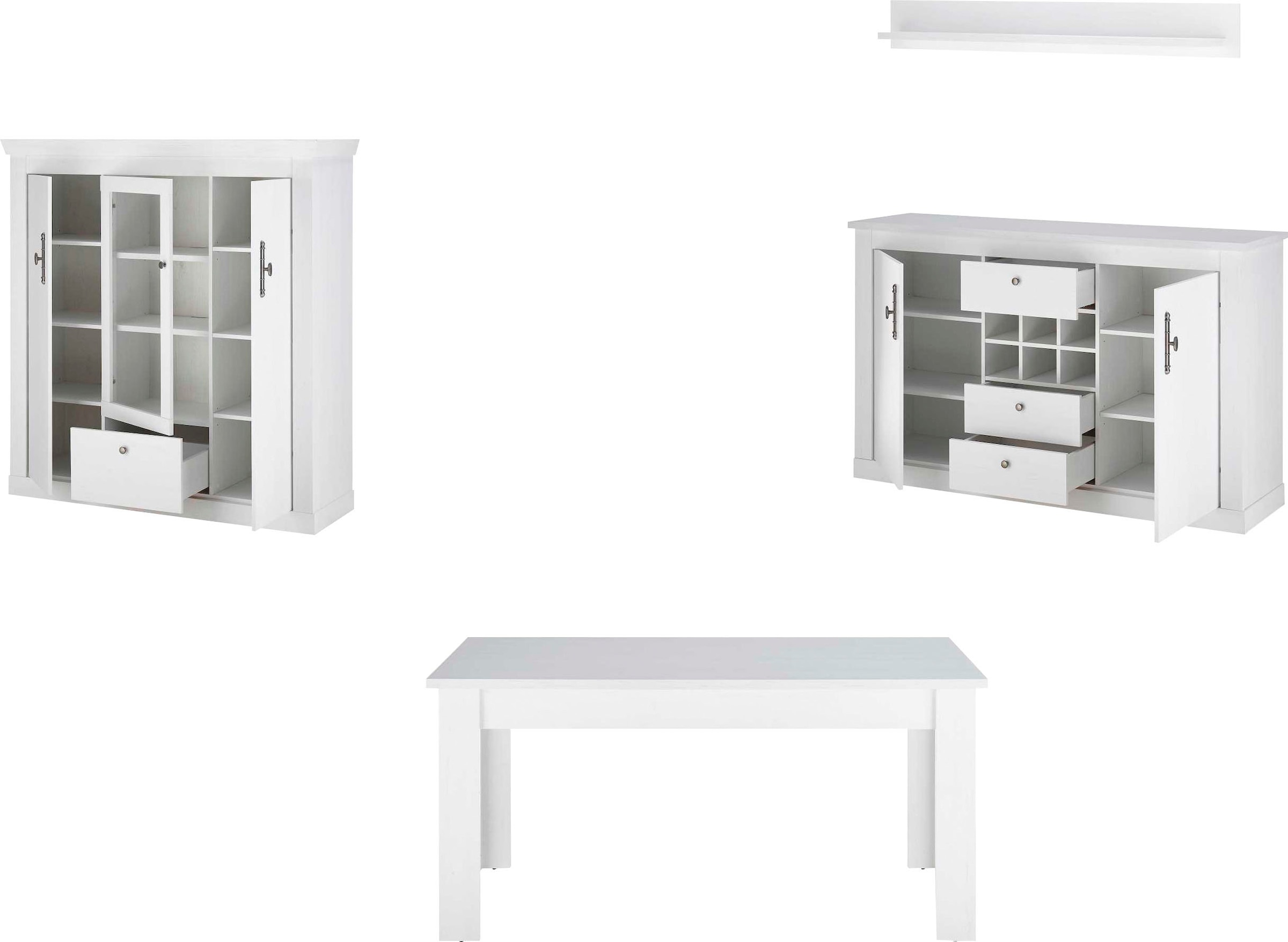 Home affaire Wohnwand »RAVENNA«, (4 St.), im romantischen Landhausstil, Griffe aus Metall, Softclose-Funktion