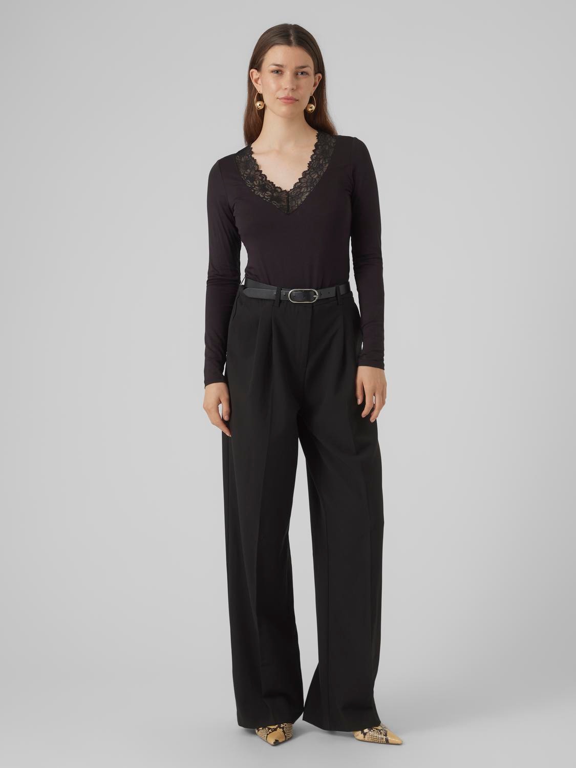 Vero Moda V-Shirt »VMROSA LS V-NECK LACE TOP GA JRS NOOS«