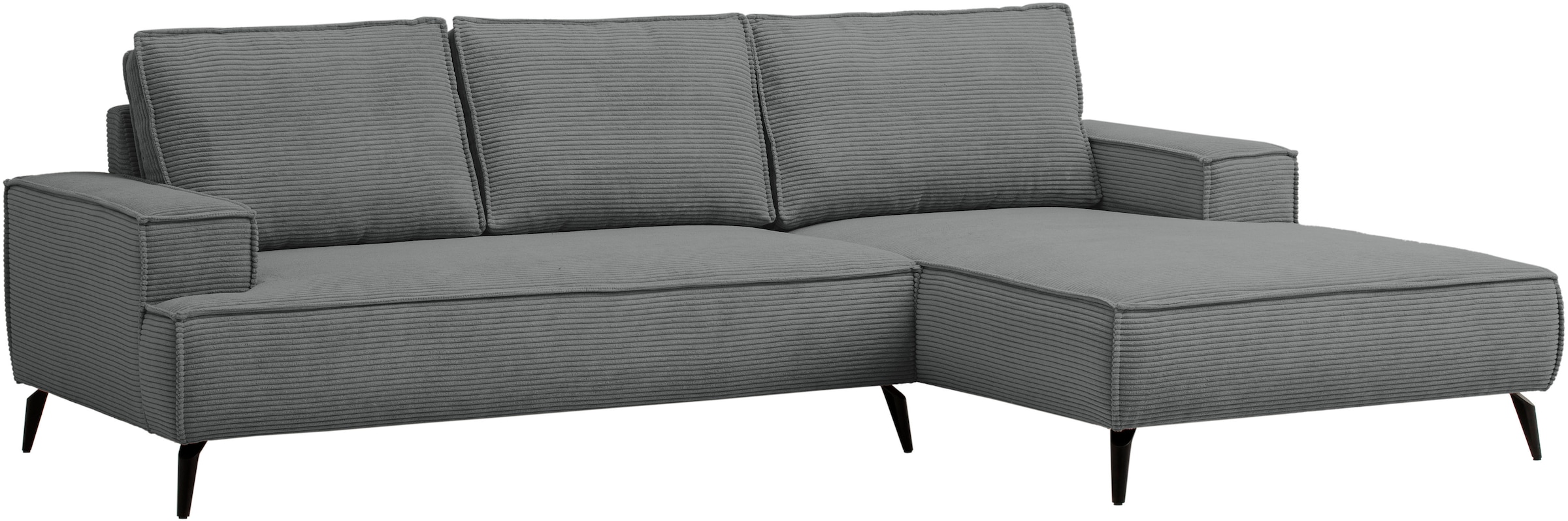 andas Ecksofa »TVINNU, L-Form in Cord, Sofa«, wahlweise Recamiere rechts/links, schwarze Füsse, bequemer Sitzkomfort