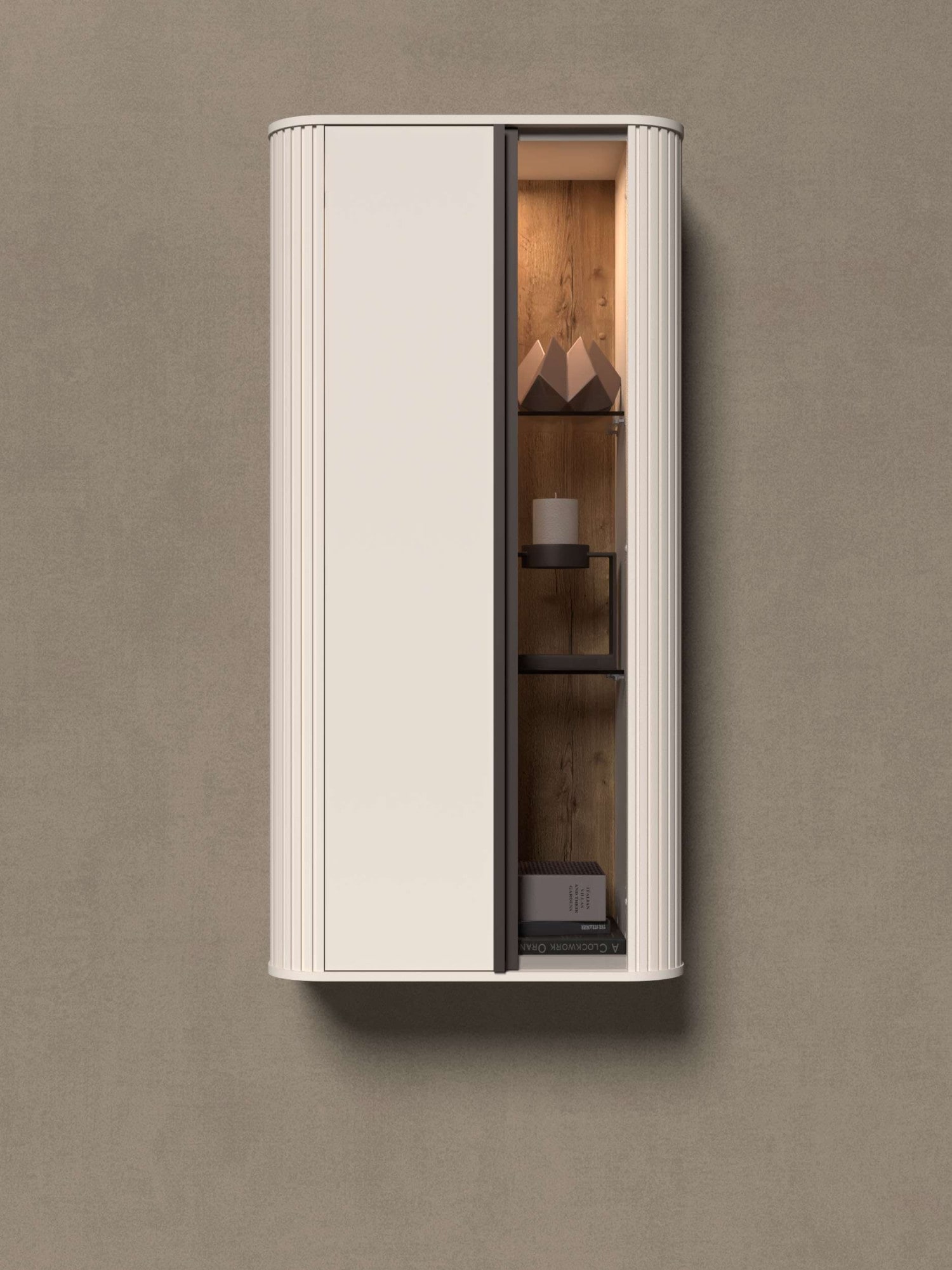 GOODproduct Hängevitrine »Rondo, Wandschrank, Schwebendes Design für modernen Wohnraum« UV lackiert, Soft Close Funktion, Beleuchtung, Wandmontage
