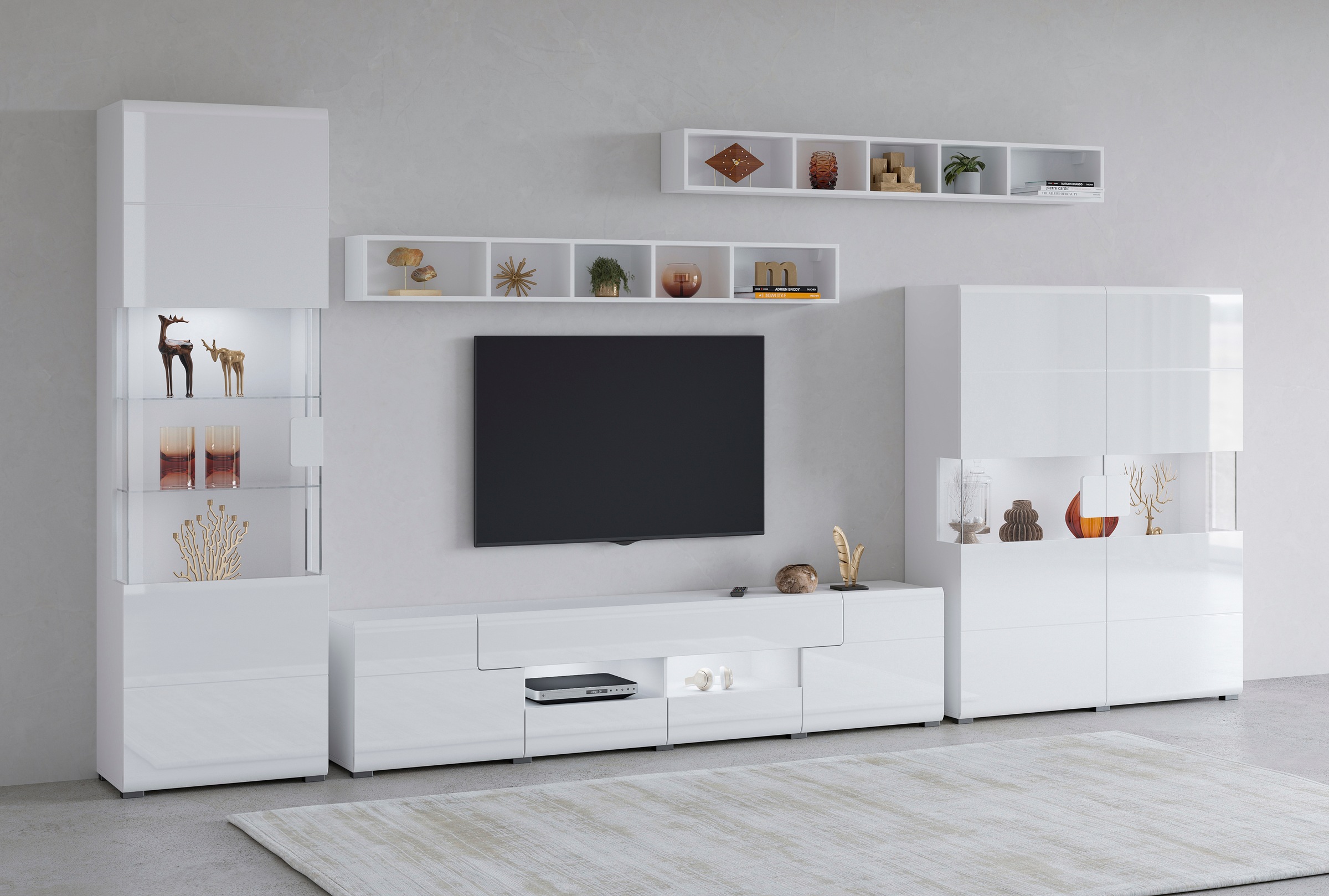 Image of GOODproduct Wohnwand "Toledo,Breite 391cm stilvolle Mediawand ohne Beleuchtung" 5 Stk. tlg.