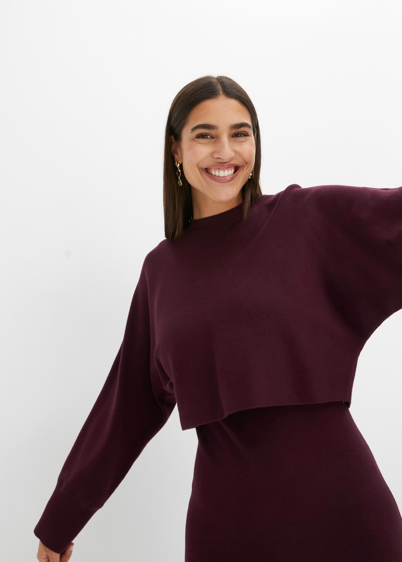 bonprix Robe en tricot Set, 2 tlg. für Frühjahr und Sommer, aus Viskose-Mischung, lässige Passform