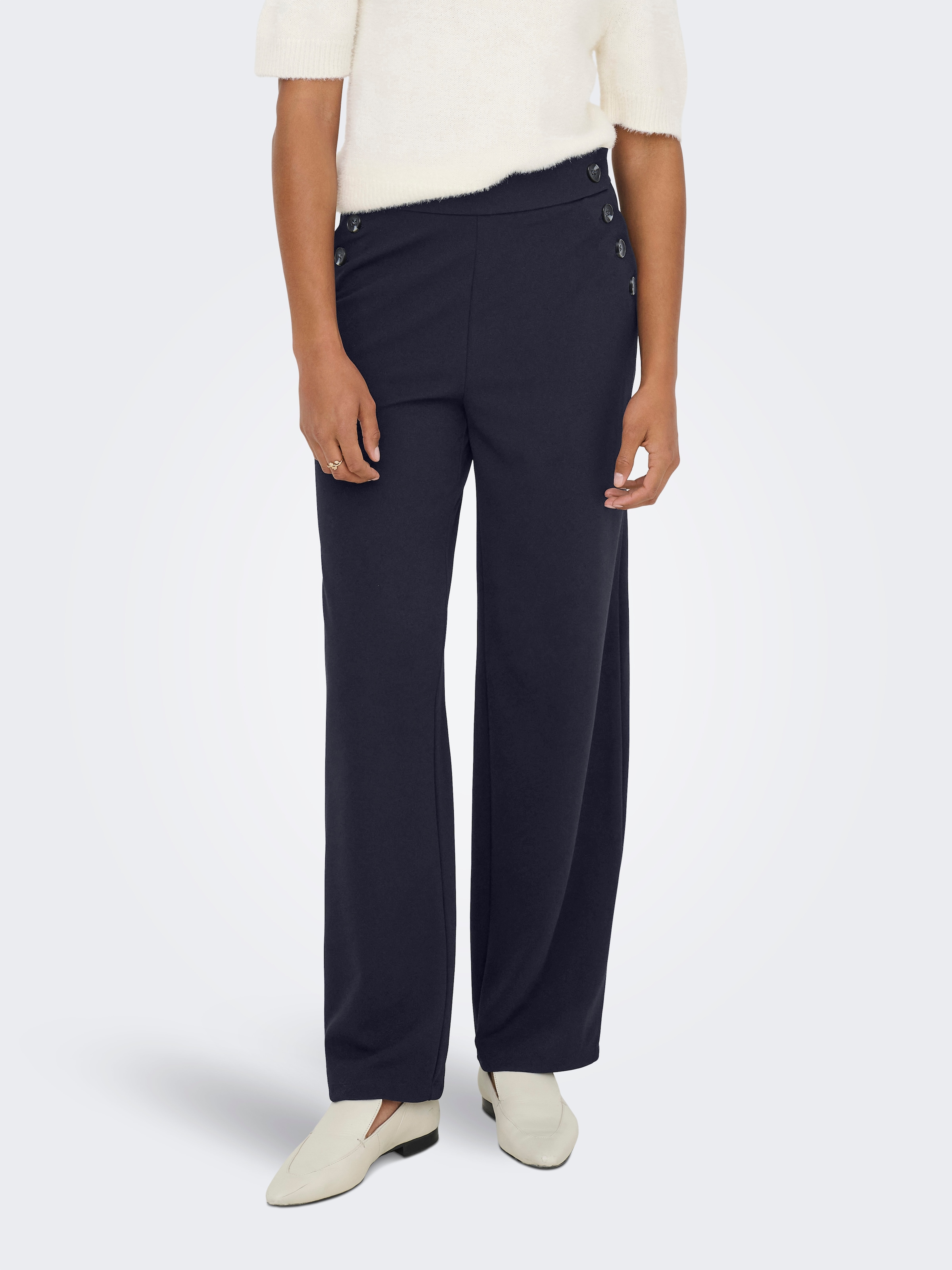 Image of ONLY Schlupfhose "ONLRINA BUTTON PANT JRS NOOS" Jersey Hose mit Knopf-Details