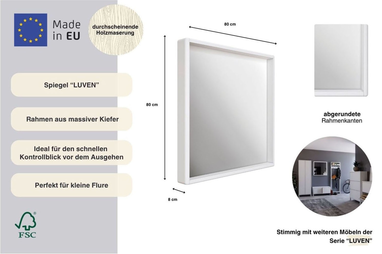 GOODproduct Spiegel »Livana« FSC® zertifiziertes Massivholz