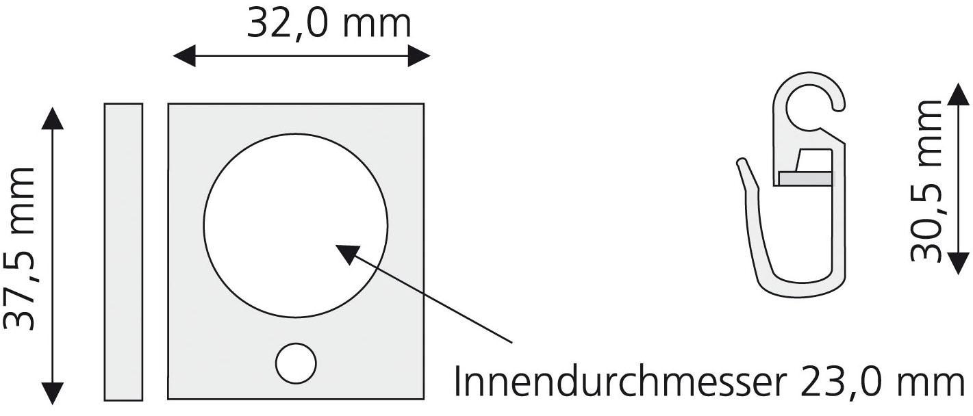 eckig, Gardinenstangen günstig (Set, Gardinenring, Faltenlegehaken), Ø Liedeco 16 mit für 8 mm St., kaufen