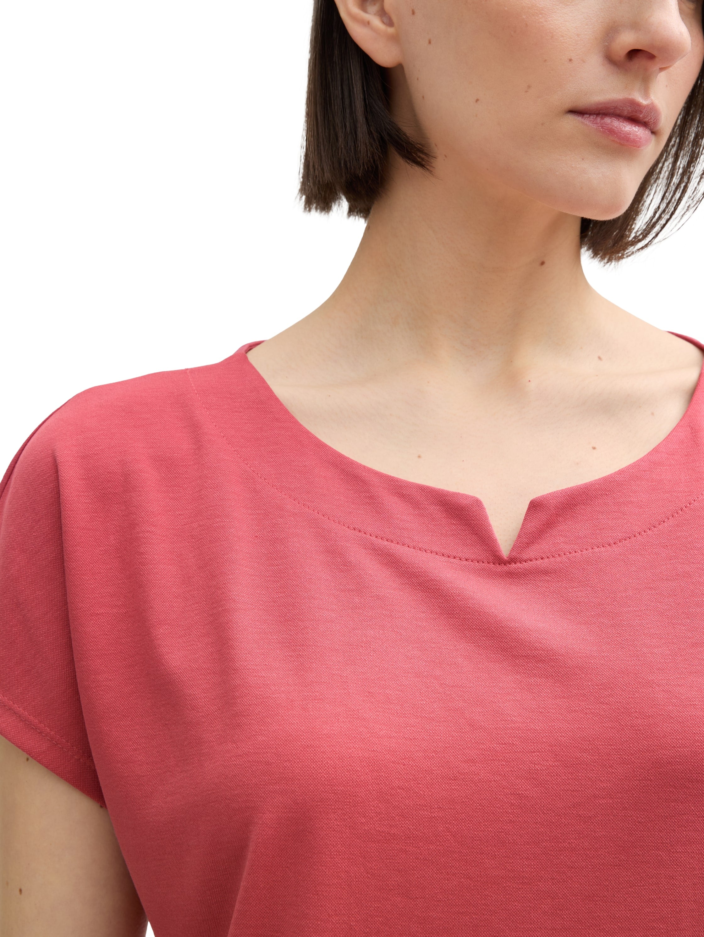 TOM TAILOR T-Shirt, mit geschlitztem Rundhalsaussschnitt
