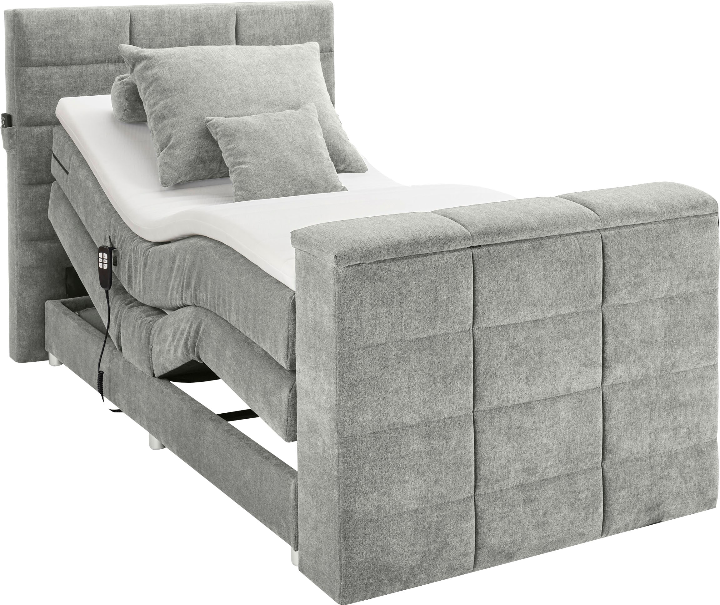 ED EXCITING DESIGN Boxspringbett »Denver« inkl. Motor, Topper und motorisierter TV-Halterung bis 40 Zoll