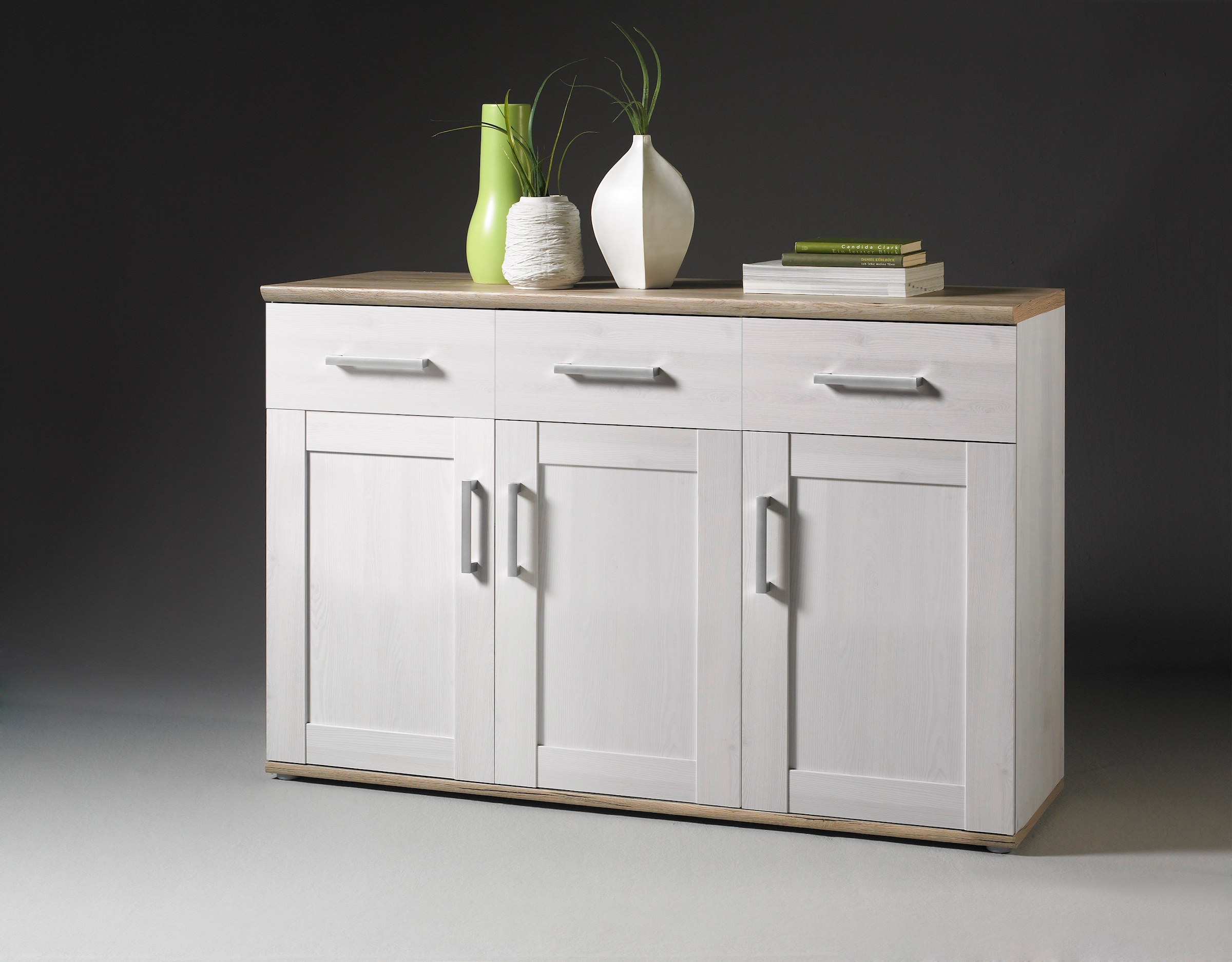 Image of HBZ Sideboard "Romance im Landhaustil, Wohnzimmerschrank BxHxT 140x88x45 cm" 1 Stk. tlg. Mit 3 Türen, 3 Schubkästen und 3 Einlegeböden