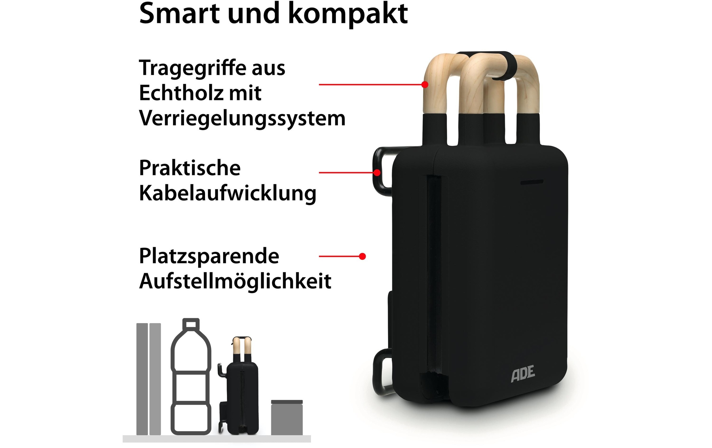 ADE Waffeleisen »Schwarz«, 600 W