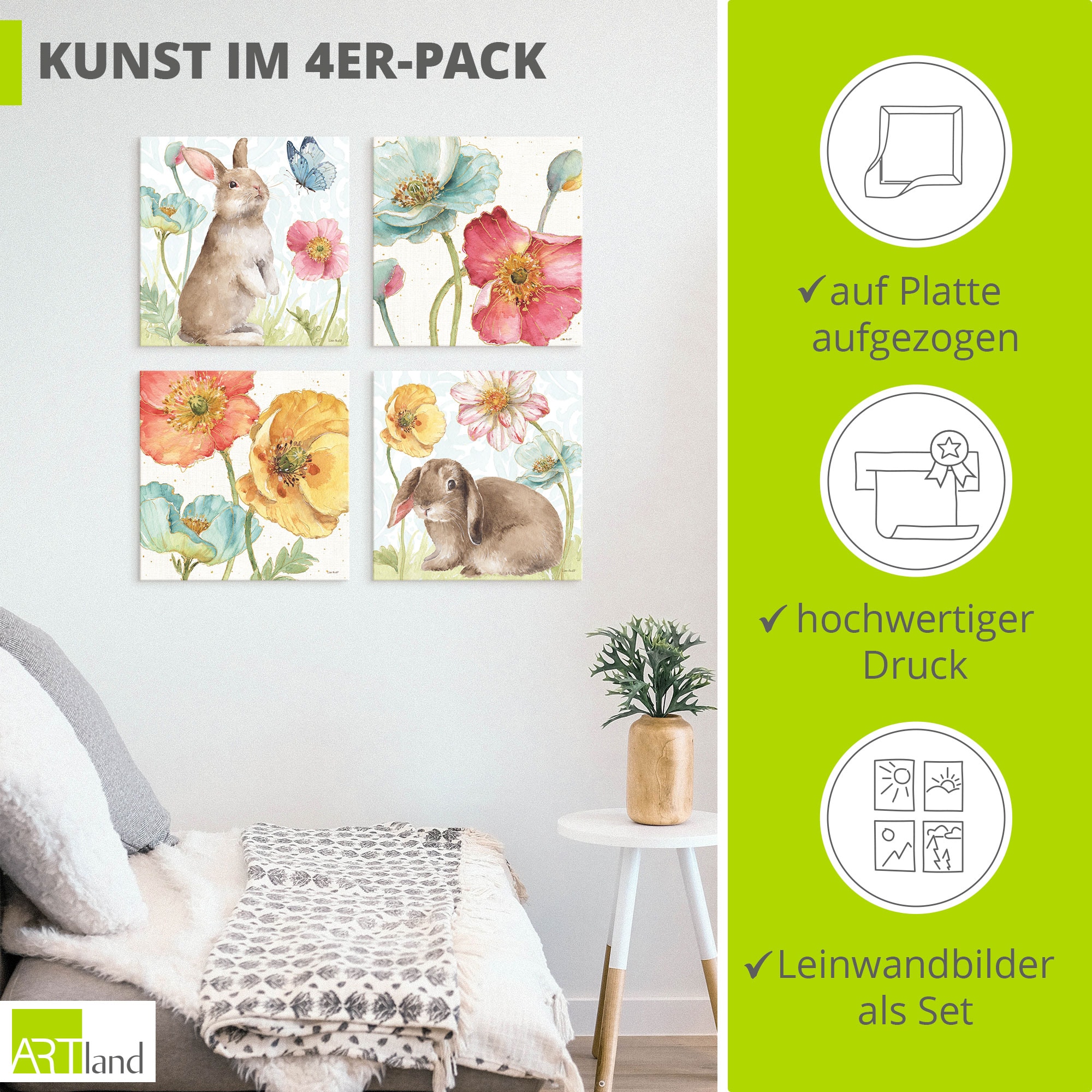 Artland Leinwandbild »Spring Softies« Set, 4 Stk. tlg. in verschiedenen Grössen erhältlich