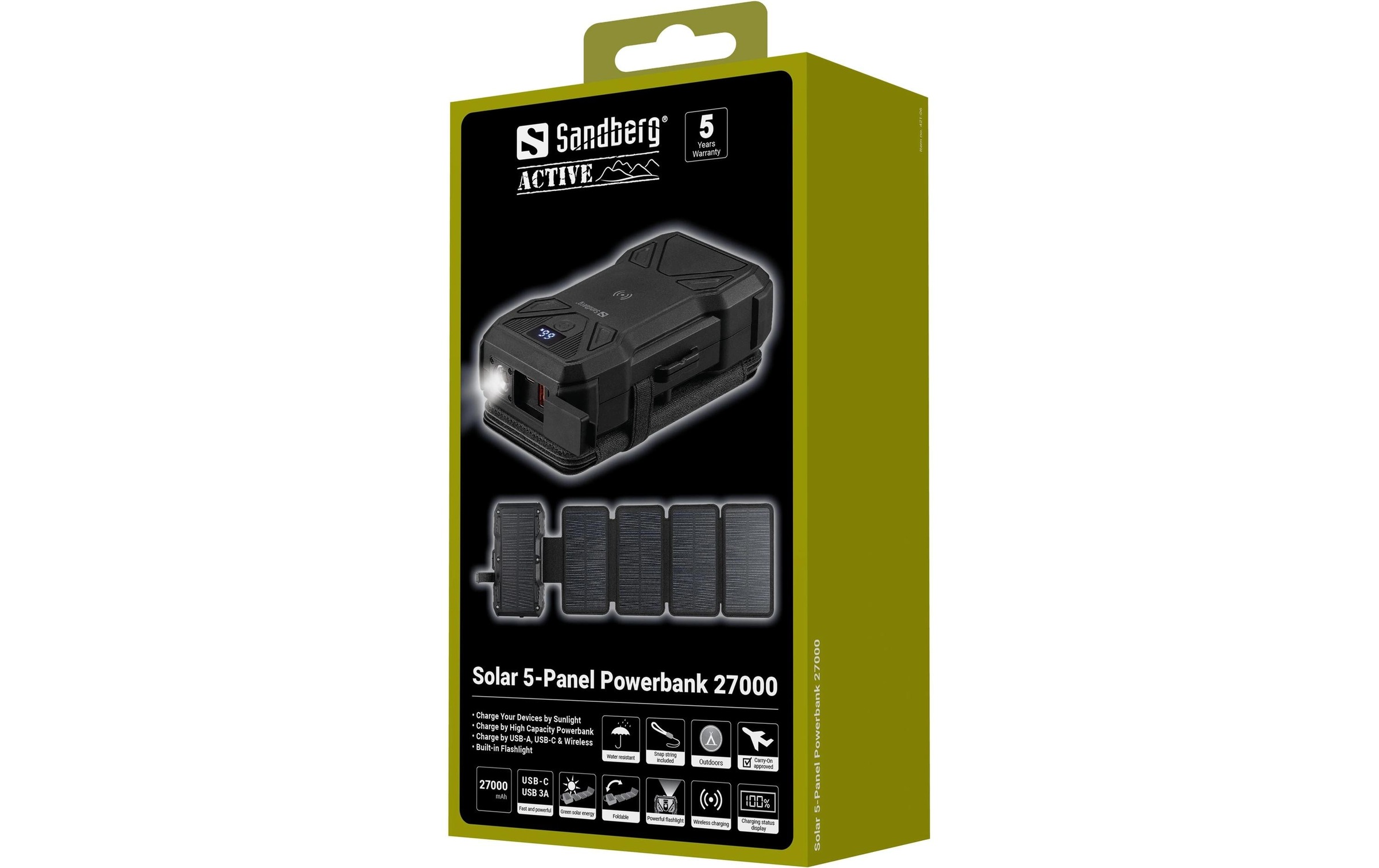 Sandberg Banque d'énergie »Solar 27000 mAh« Solarpanel, Wireless Charger