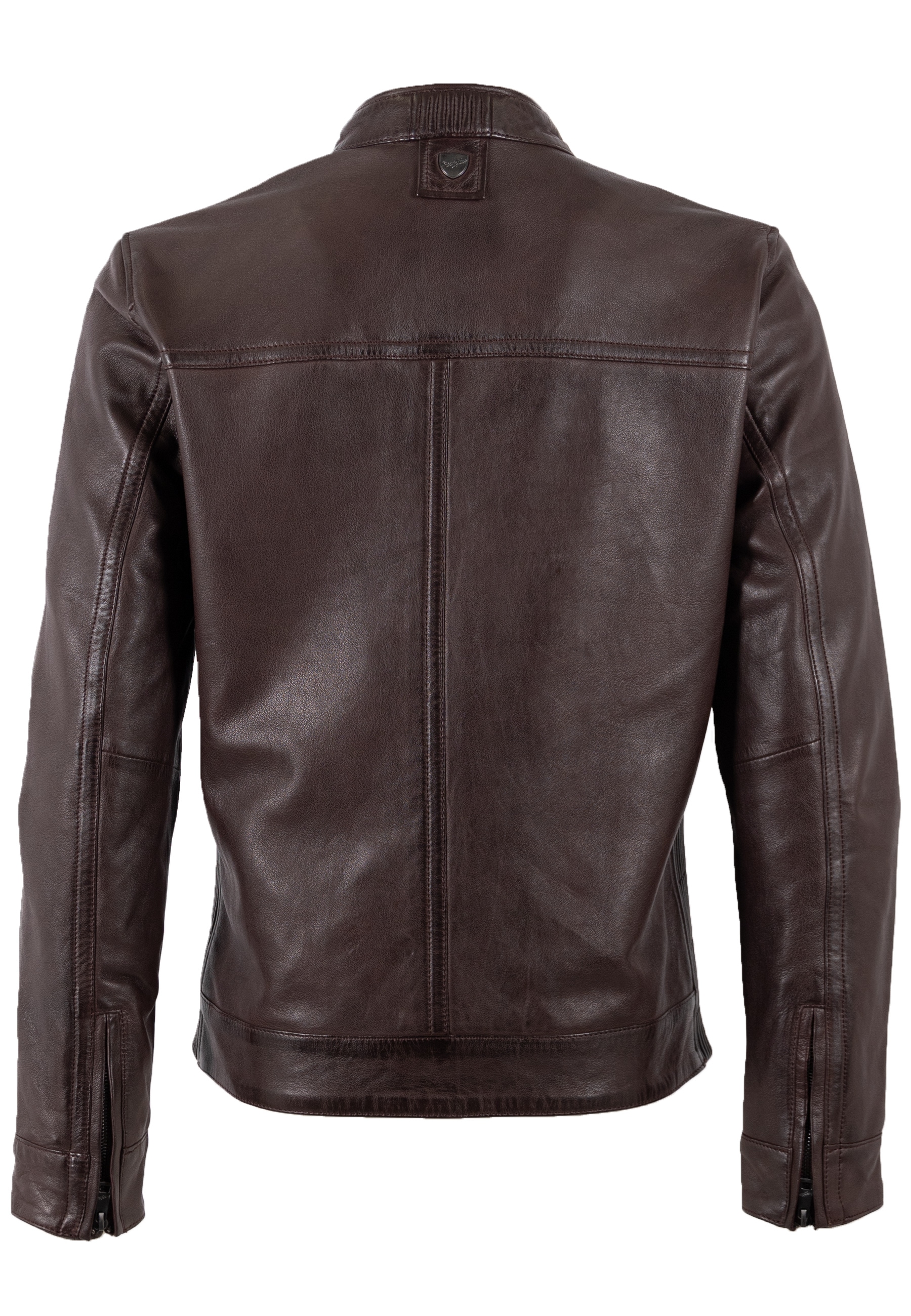 Mauritius Veste en cuir »MMBlaco« style biker avec col montant et imprimé