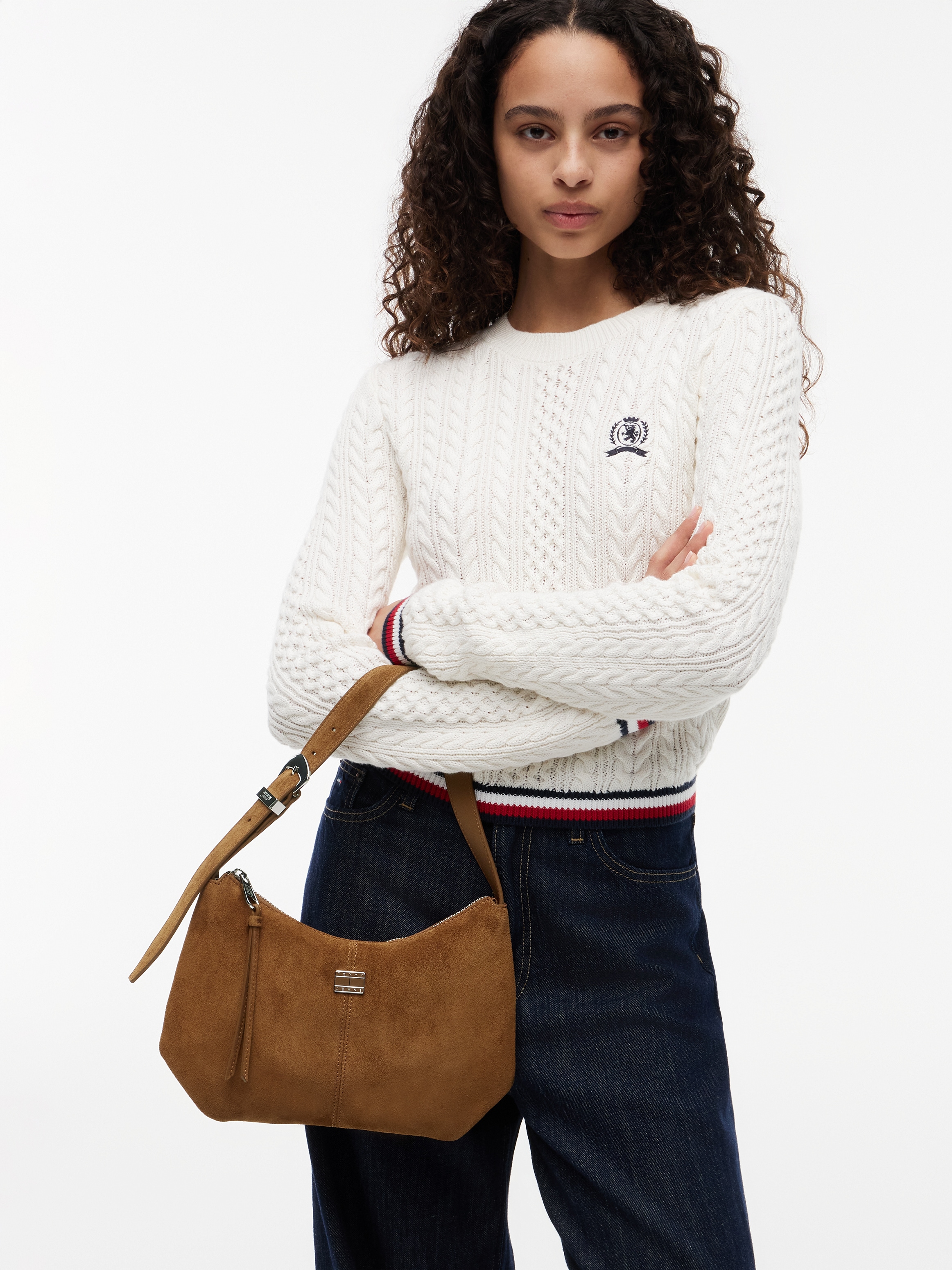 Tommy Jeans Sac à bandoulière »TJW SLOUCHY SUEDE SHOULDER BAG« sac de transport, sac bandoulière, sac à main avec couture décorative