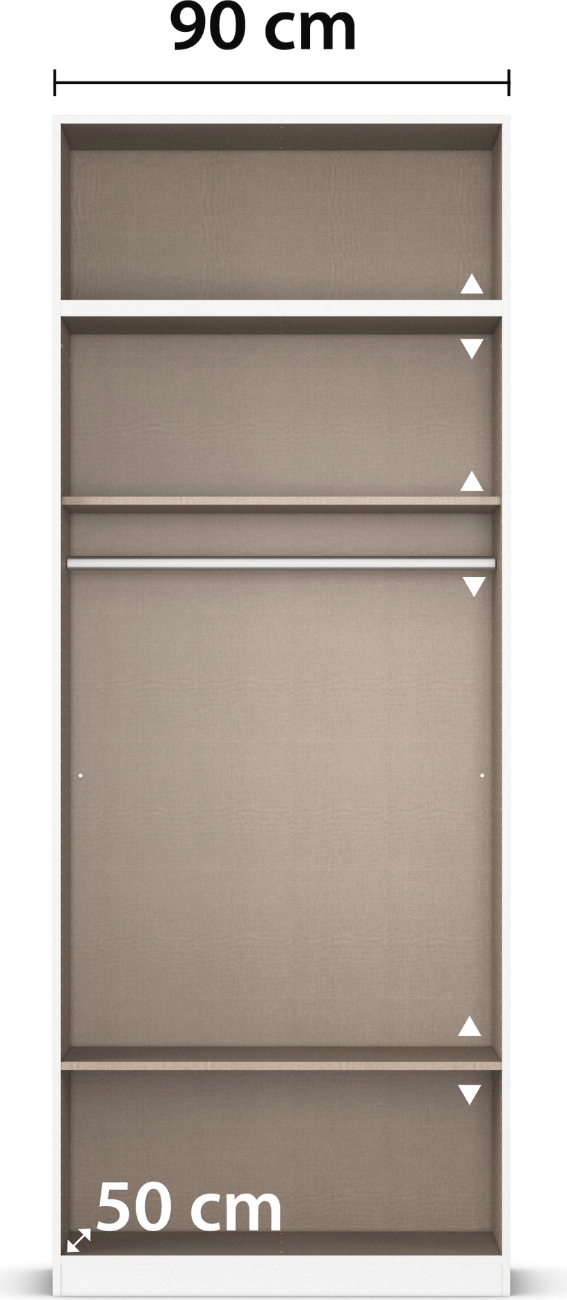 rauch Drehtürenschrank »Prandon A« Set, 2 Stk. tlg. mit 2 Schubladen sowie Aufsatzelement, Metallgriffe in Weiss