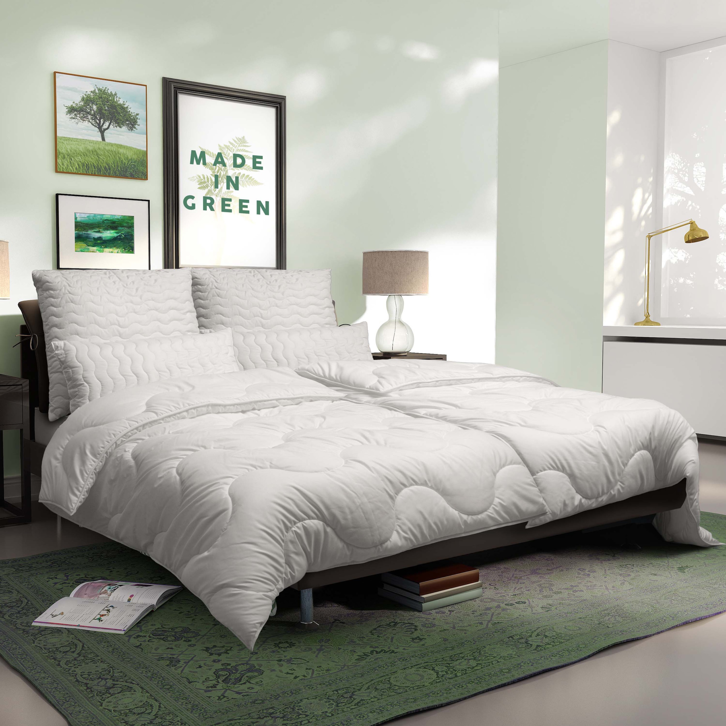 Image of John Cotton Kopfkissen "Julia, Kissen ist Made in Green" Füllung: Polyester 1 Stk. tlg. Kopfkissen 40x80 cm, 80x80cm, kochfest 95C, sehr flauschig