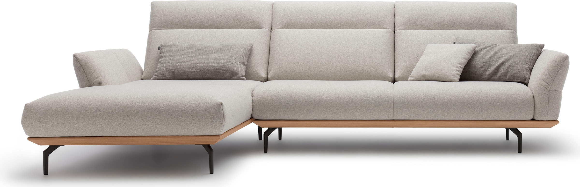 Image of Creation BY ROLF BENZ Ecksofa "CR.460 Design-Sofa, verstellbare Rückenlehne, L-Form" Sockel in Eiche, Winkelfüsse in Umbragrau, Breite 318 cm