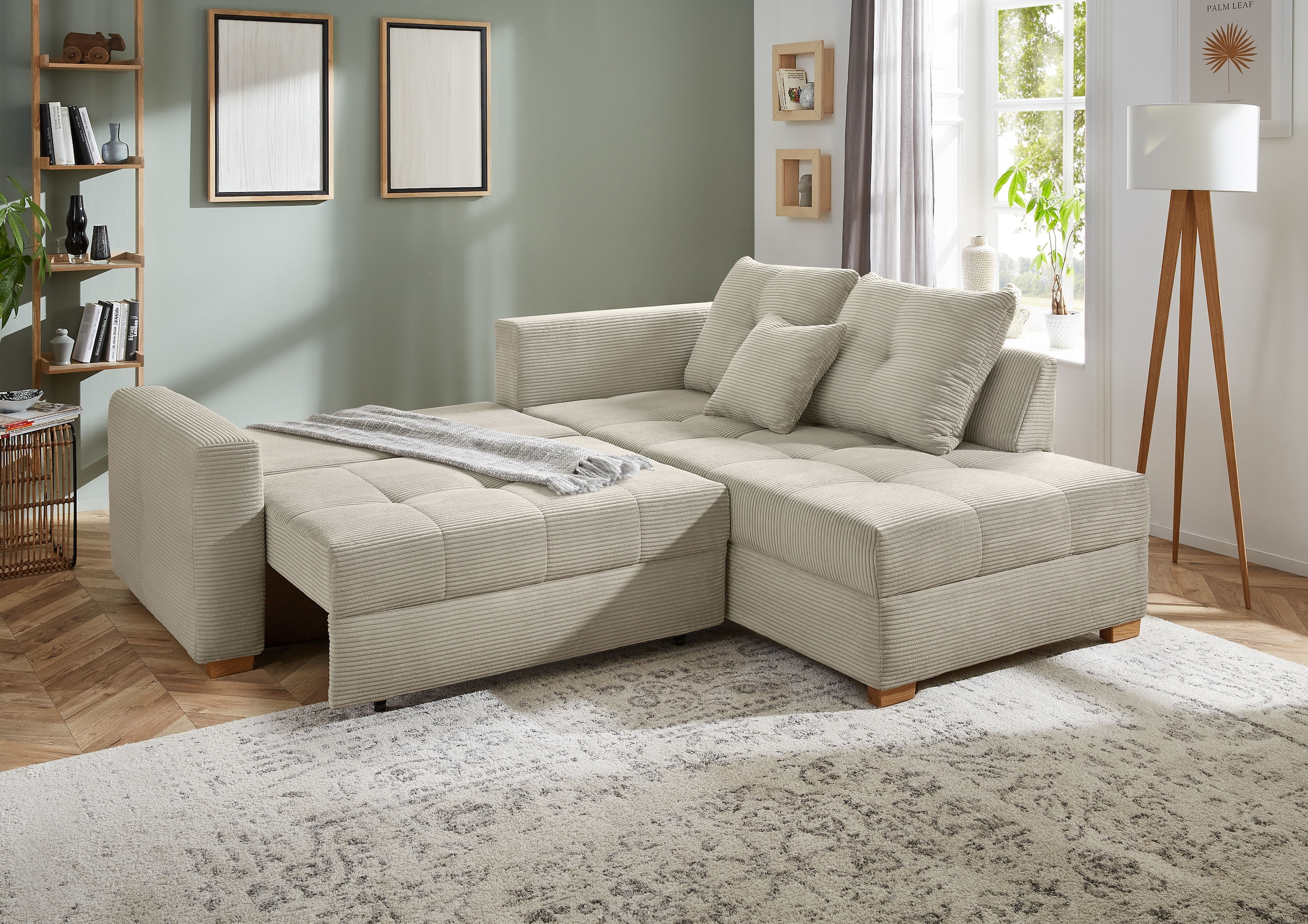 Jockenhöfer Gruppe Canapé d'angle »Heidelberg L-Form, B: 228 cm« avec fonction couchage, coffre-lit & coussin décoratif