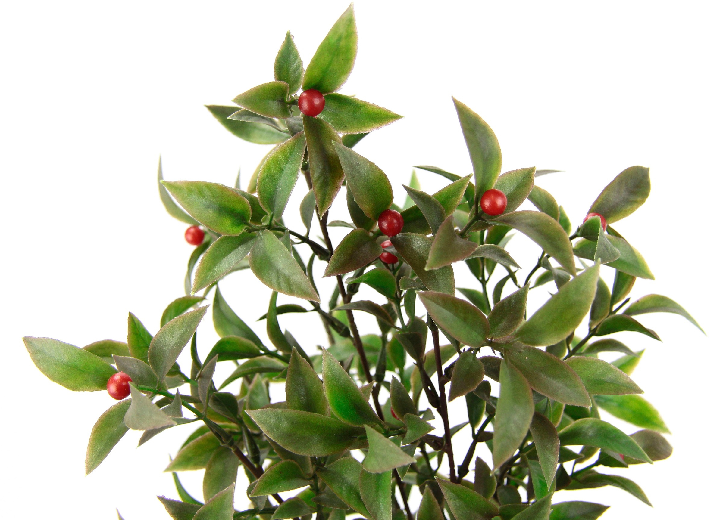 I.GE.A. Winterliche Kunstpflanze »Künstlicher Lorbeerbusch mit Beeren«,  Weihnachtsdeko aus Kunststoff, 2er Set, grün, rot