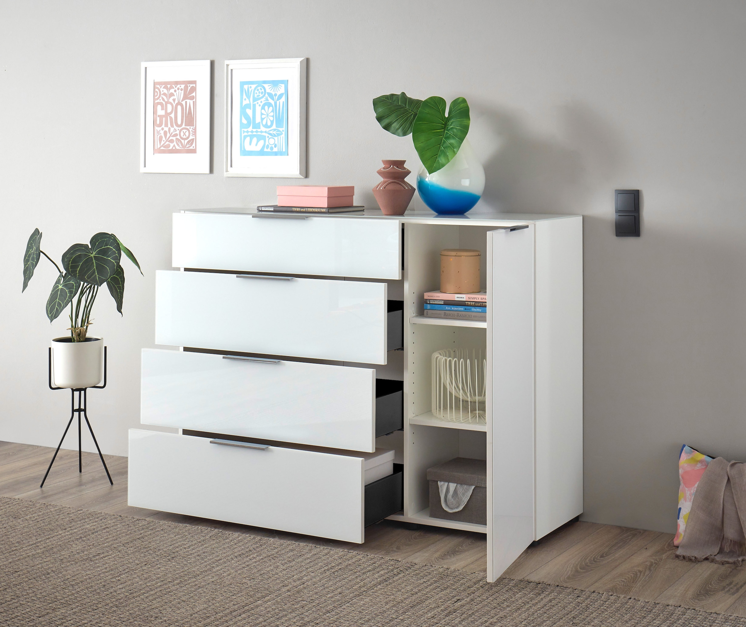 HBZ Commode »Santorin, BxHxT 135x99x40 cm« 1 cuis tlg. Breite 135cm, Softclose für Türen und Schubkästen, Melaminbeschichtung