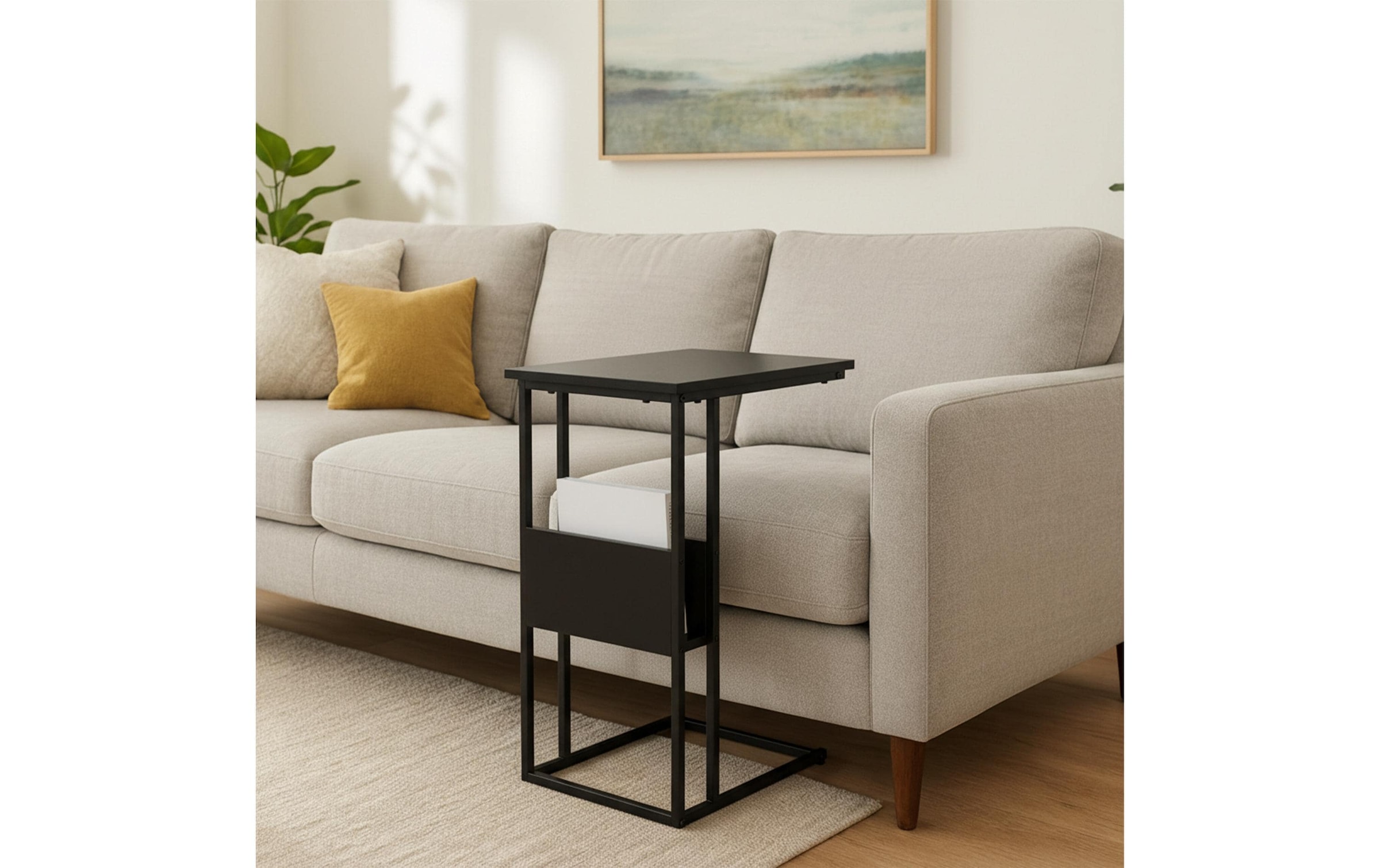 relaxdays Beistelltisch »in C-Form 60 x 55 cm« Couchtisch mit zwei Ablagen