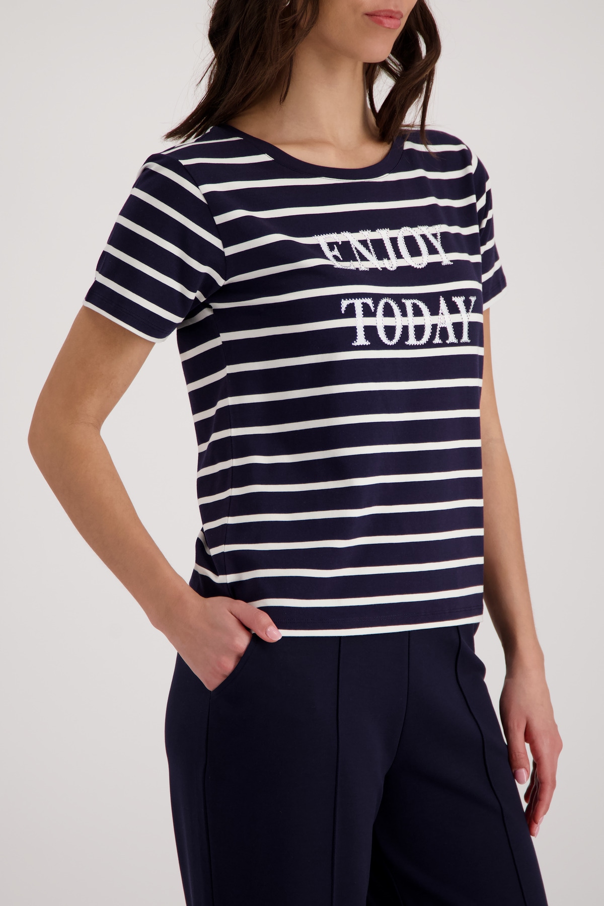 Monari Rundhalsshirt mit Streifen