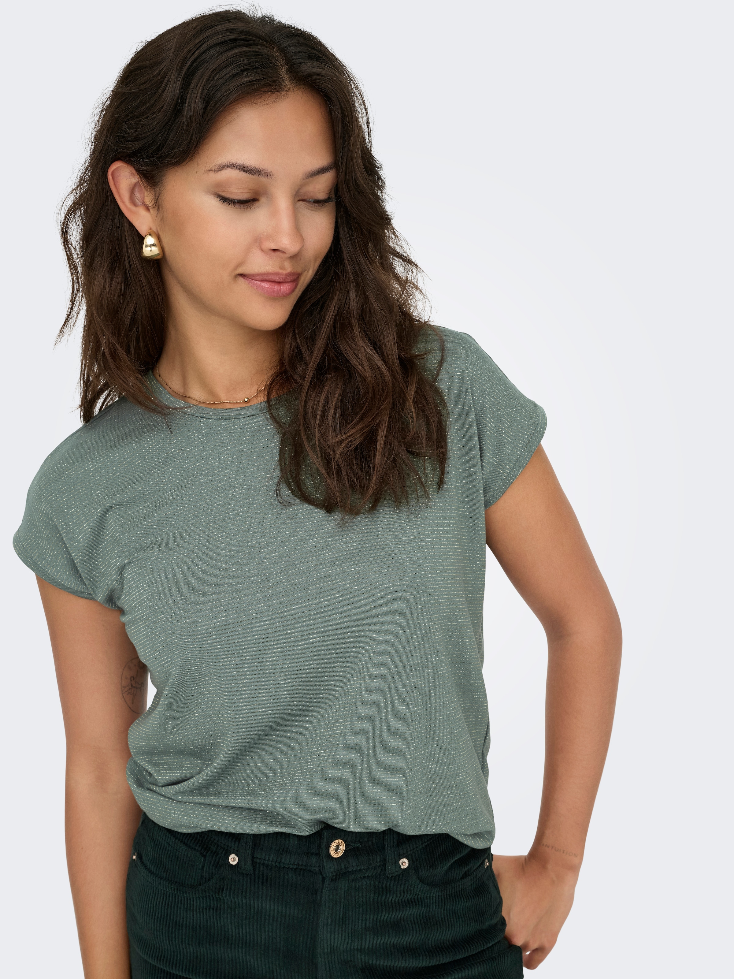 ONLY T-shirt à manches courtes »ONLCLAUDIA S/S GLITTER STRIPE TOP JRS«