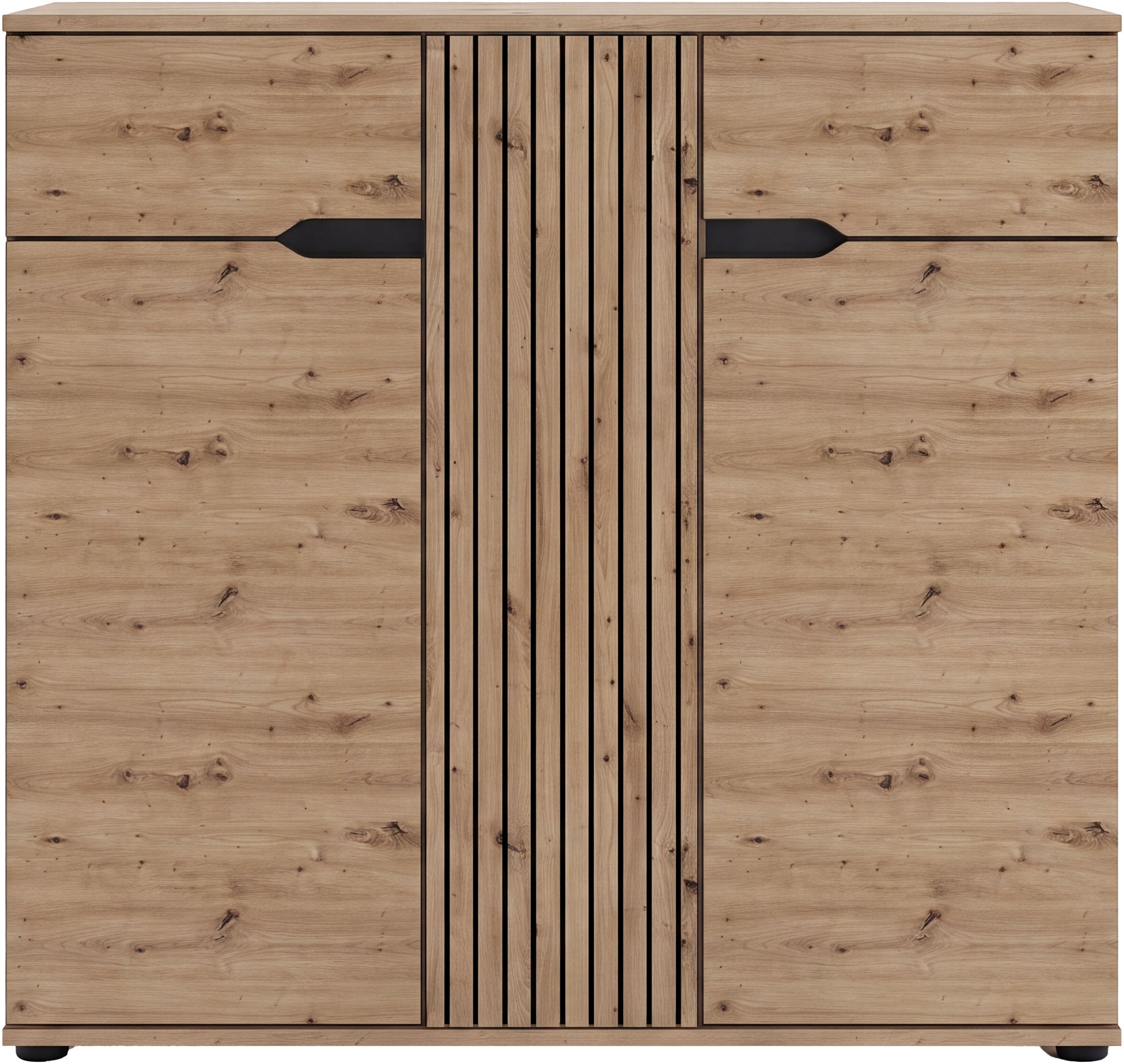 GOODproduct Commode à chaussures »FJELL, Breite 104cm, 3 Türen, 2 Schubkästen, 6 Einlegeböden, 9 Fächer« Armoire de rangement, armoire à chaussures, commode, buffet, vaisselier