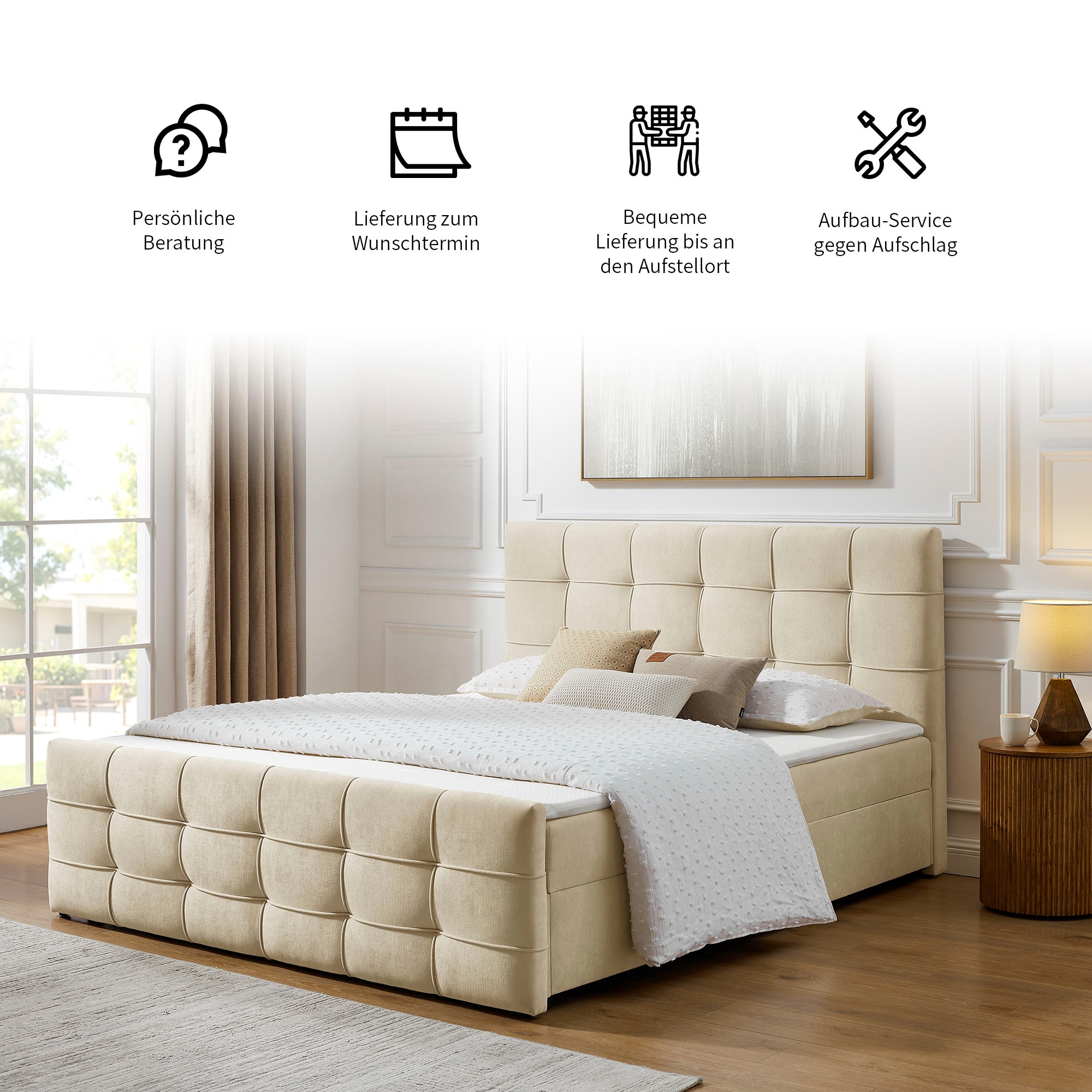 GOODproduct Boxbett »Lilienne inkl. Bettkasten und Topper, Liegefläche 180x200cm« erhältlich in der Grösse 180x200 cm