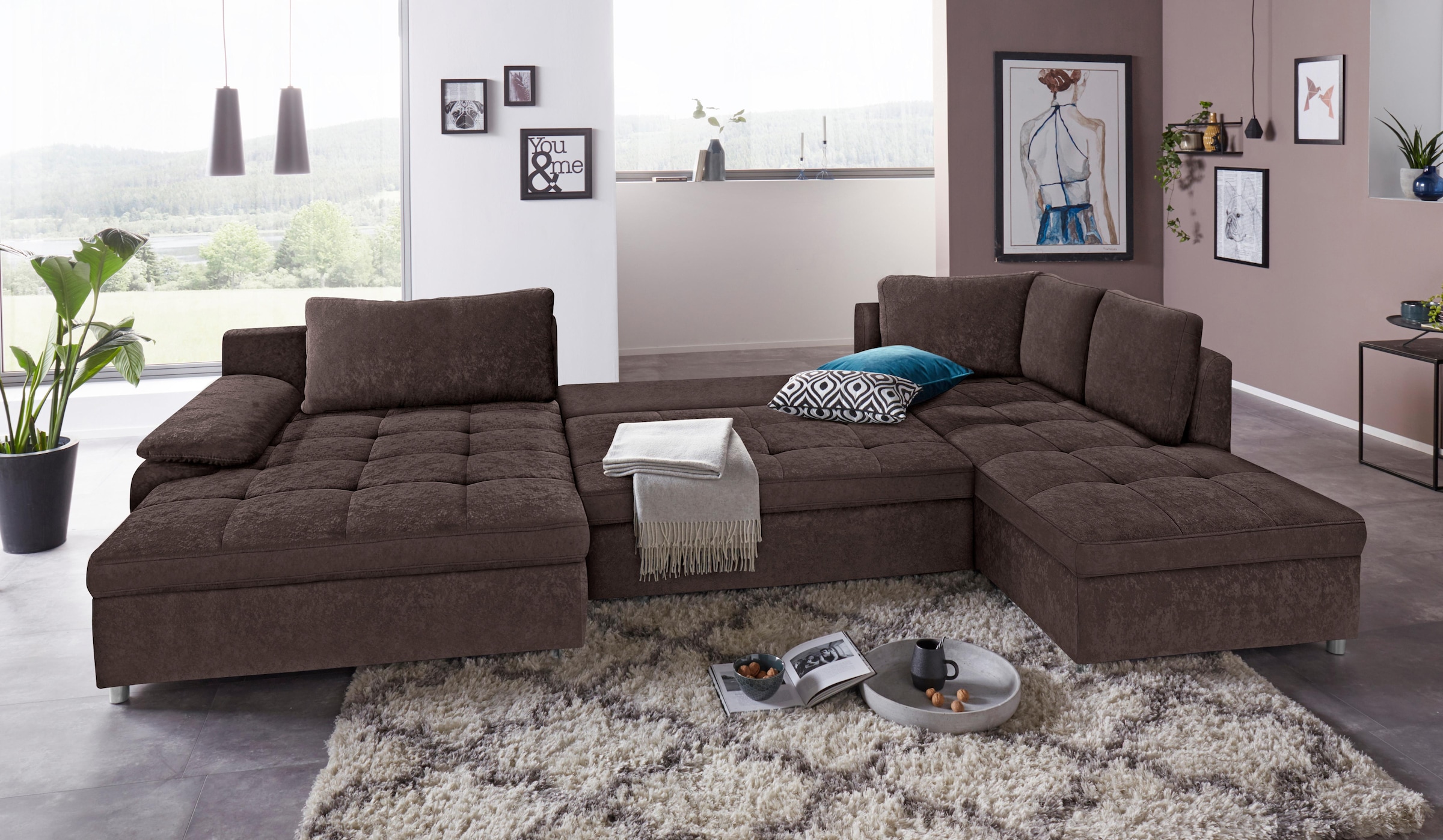 sit&more Wohnlandschaft »Labene U-Form«, wahlweise mit Bettfunktion und Bettkasten