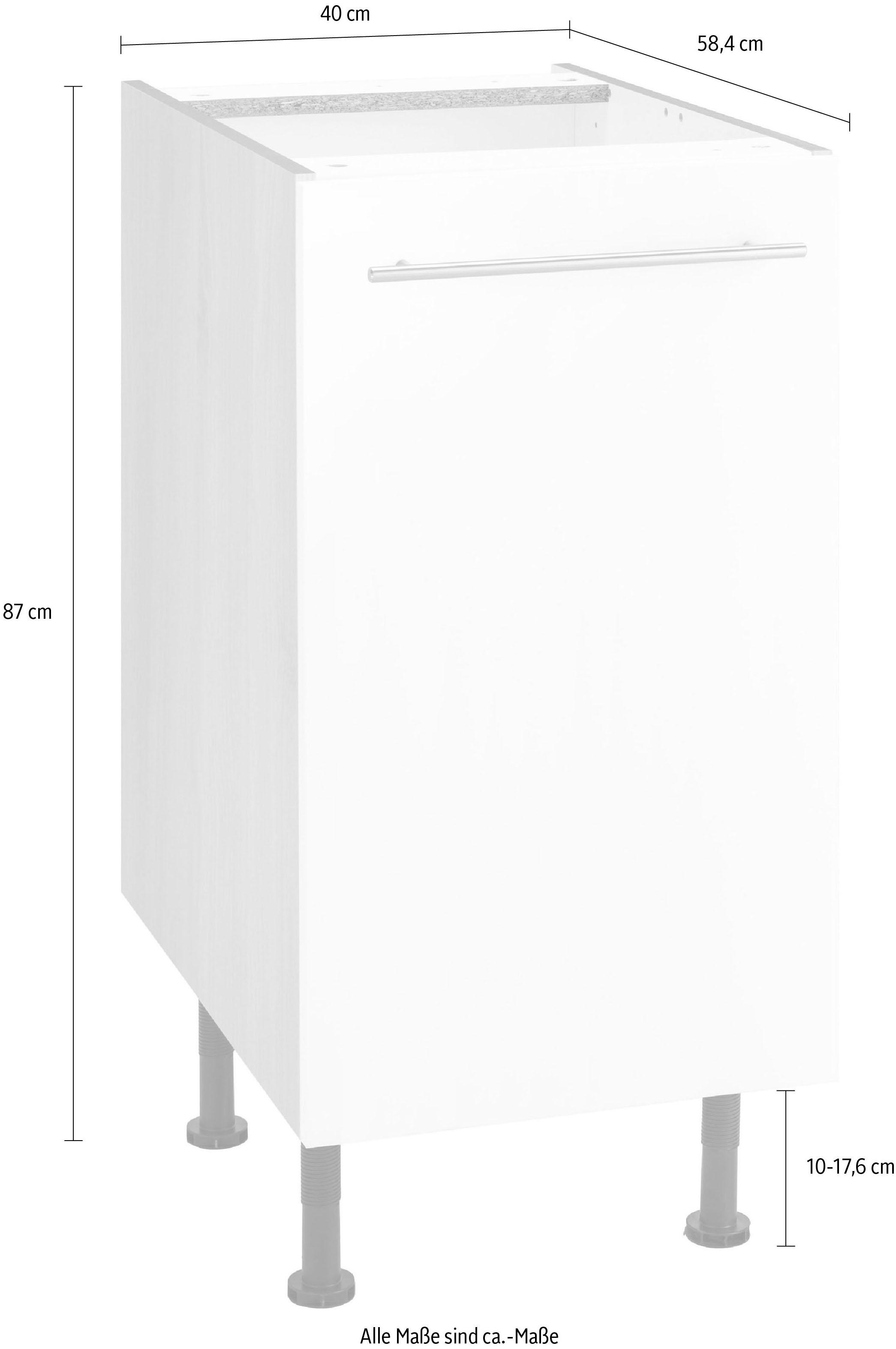 breit, Unterschrank ♕ cm »Bern«, OPTIFIT auf Füssen, mit versandkostenfrei Tür mit Metallgriff 1 40 mit höhenverstellbaren
