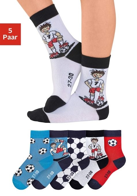 Image of H.I.S Socken Packung, 5 Stk. tlg. mit Fussballmotiven