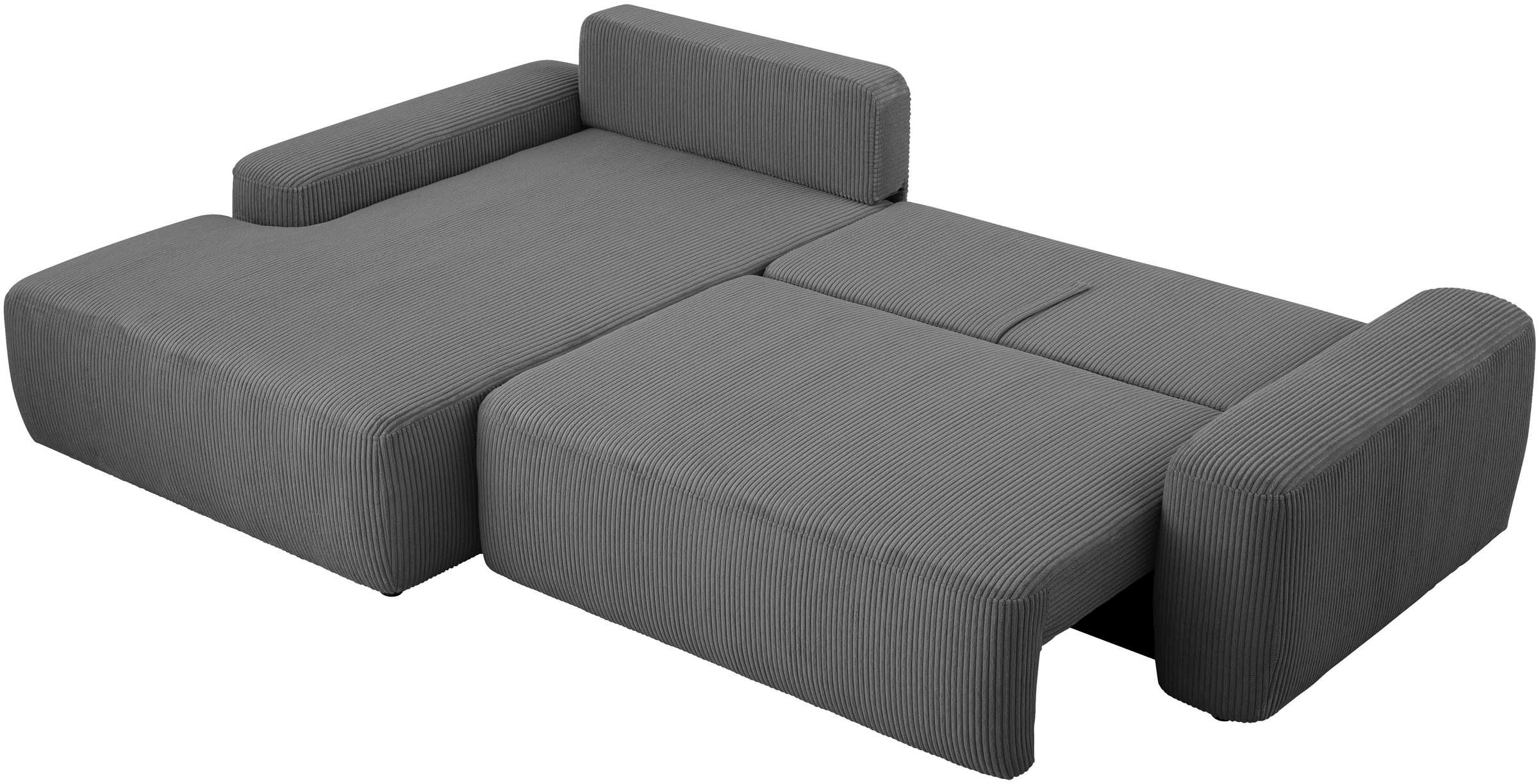 Home affaire Ecksofa »TORGE (264cm), Schlafsofa in Cord, Samtvelours o Struktur fein, L-Form« Schlaffunktion, Bettkasten, Liegefläche: 125/210 cm