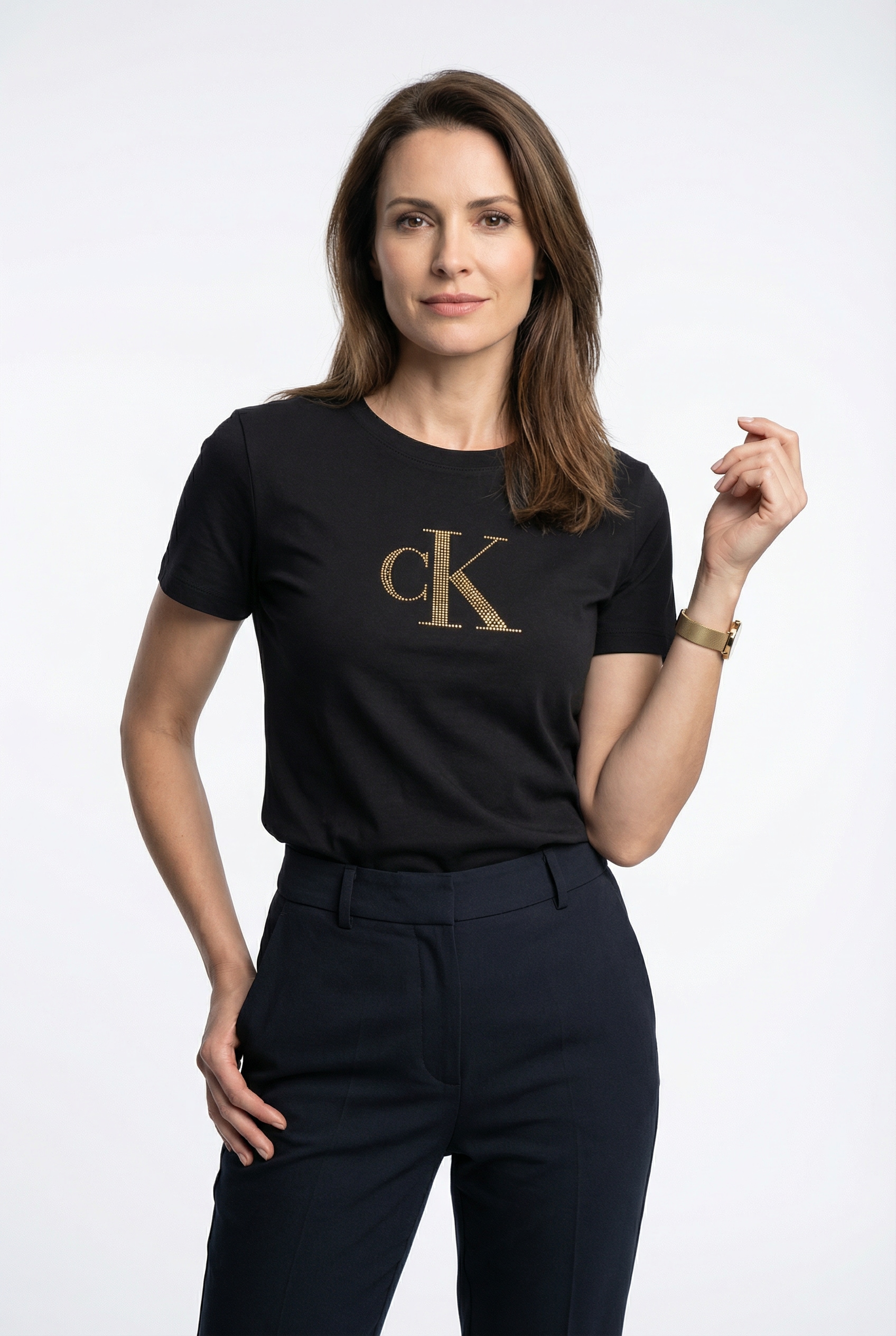 Image of Calvin Klein Jeans T-Shirt Regular Fit, glänzender Logodruck, Rundhalsausschnitt