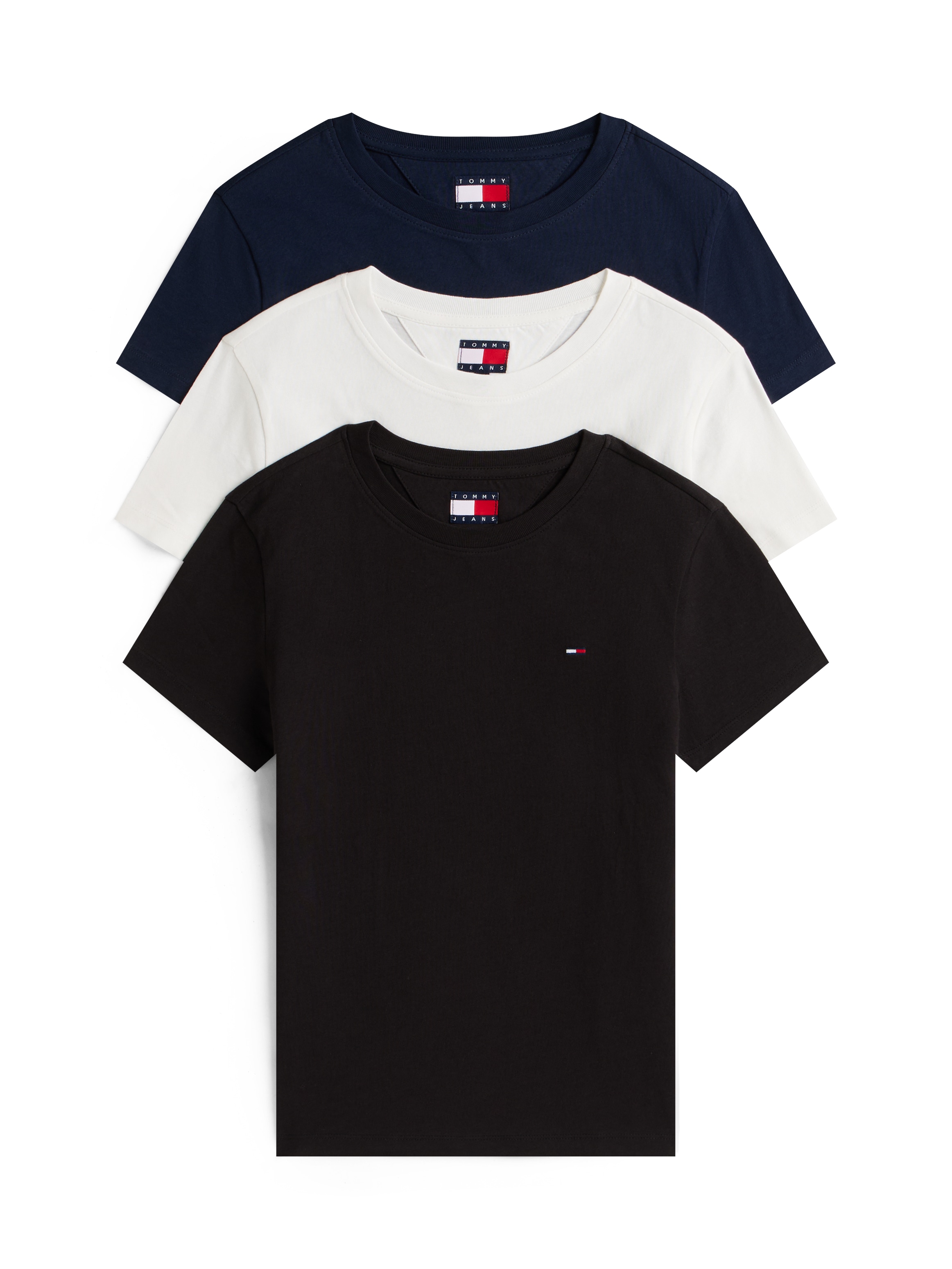 Image of Tommy Jeans Kurzarmshirt "TJW 3PACK C-NECK TEE" Packung, 3er-Pack, 3 Slim, unifarbenes Design